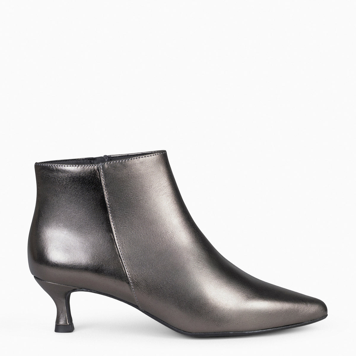 ROYAL - Botines tacón bajo PLATA VIEJA napa