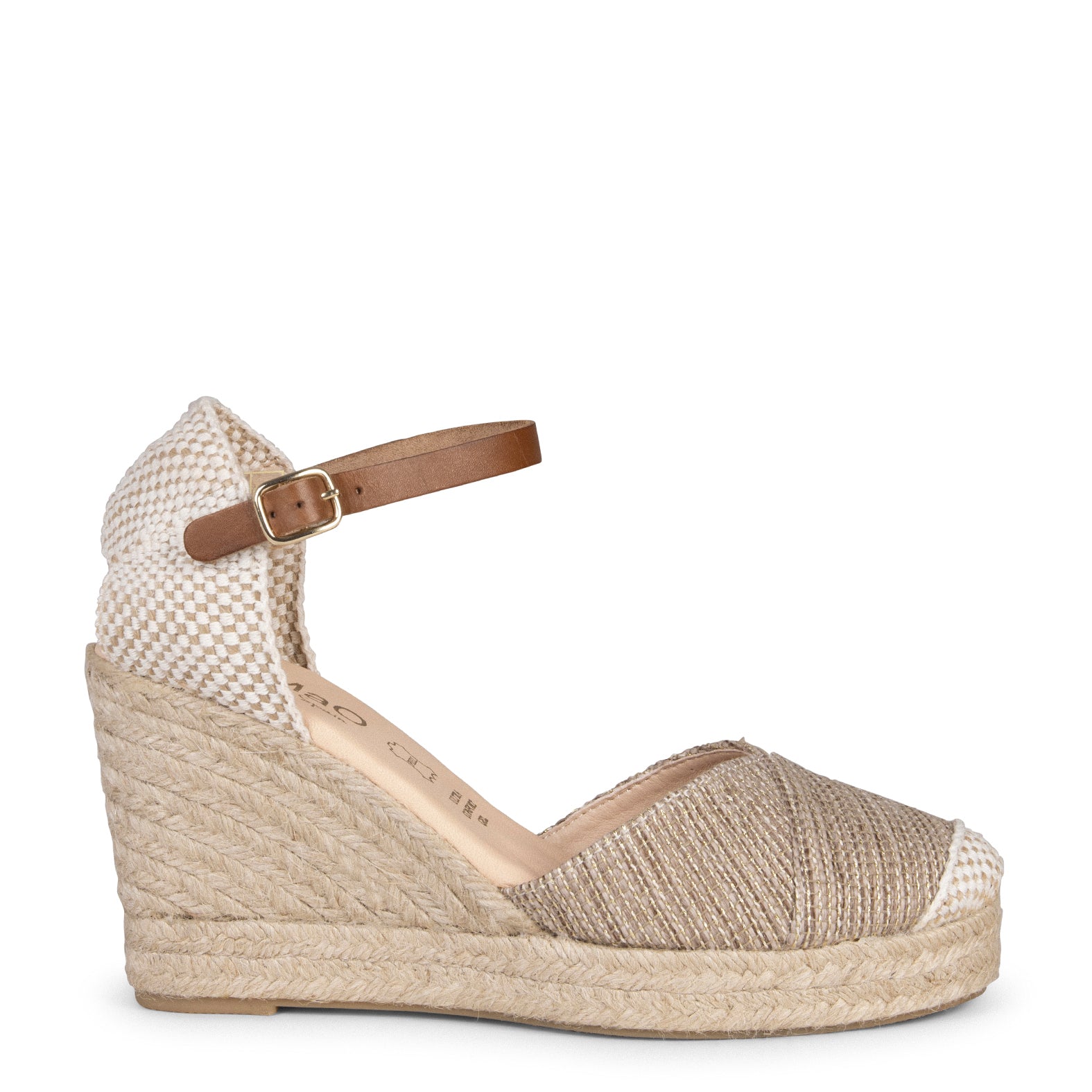 CONIL - Cuña de Esparto TAUPE con hilo dorado - miMaO ®
