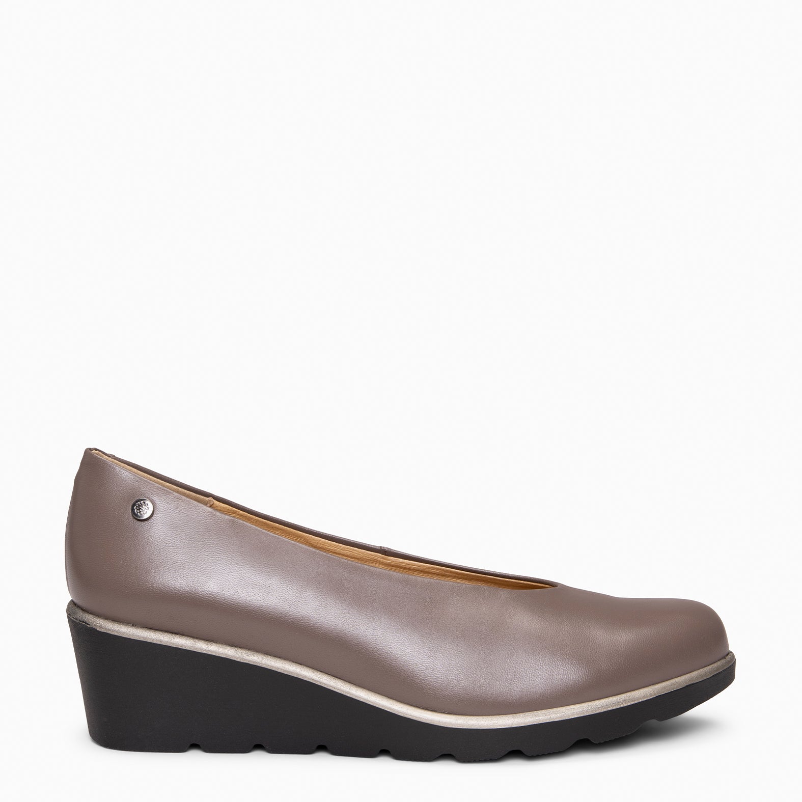 IRIS - TAUPE wedge ballerina leather