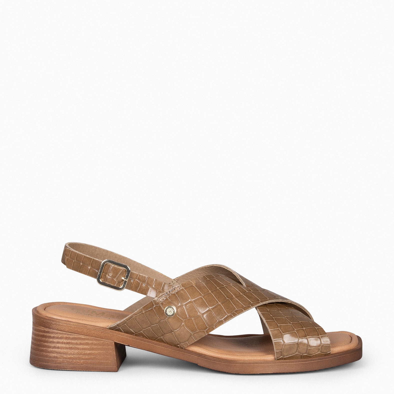 BETANIA - Sandalias planas de piel grabado coco TAUPE - miMaO ®