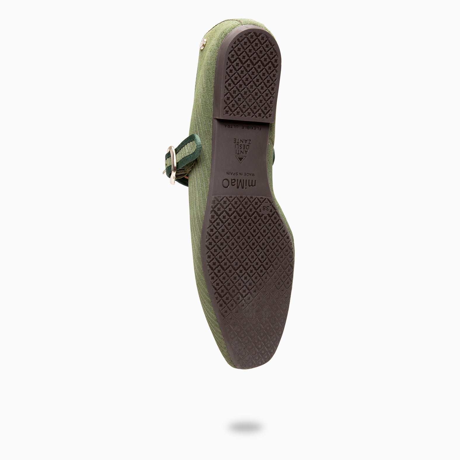 LARA - Merceditas con tira de serraje efecto pana VERDE - miMaO ®