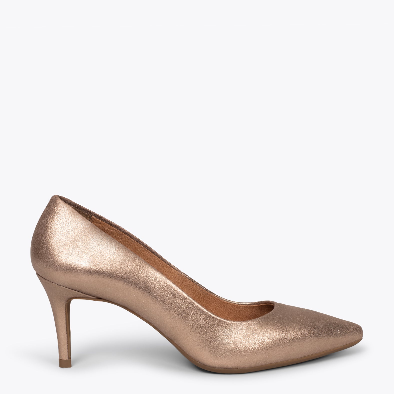 STILETTO Zapatos de piel metalizada CHAMPAGNE y tacón de aguja - miMaO ®