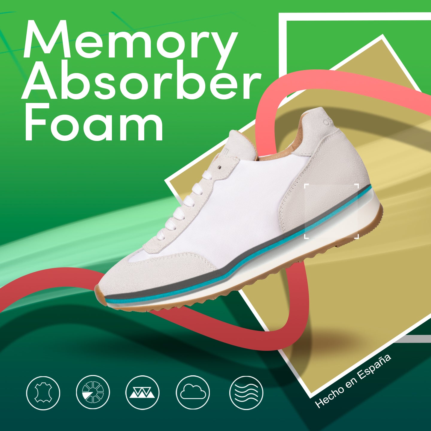 CASUAL – Deportiva de piel VERDE con nylon – Memory Absorber Foam