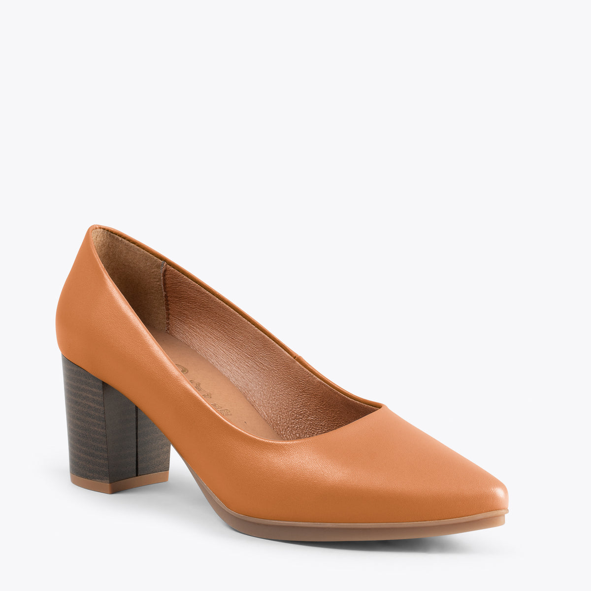URBAN S SALON – Zapatos de tacón medio de napa CAMEL