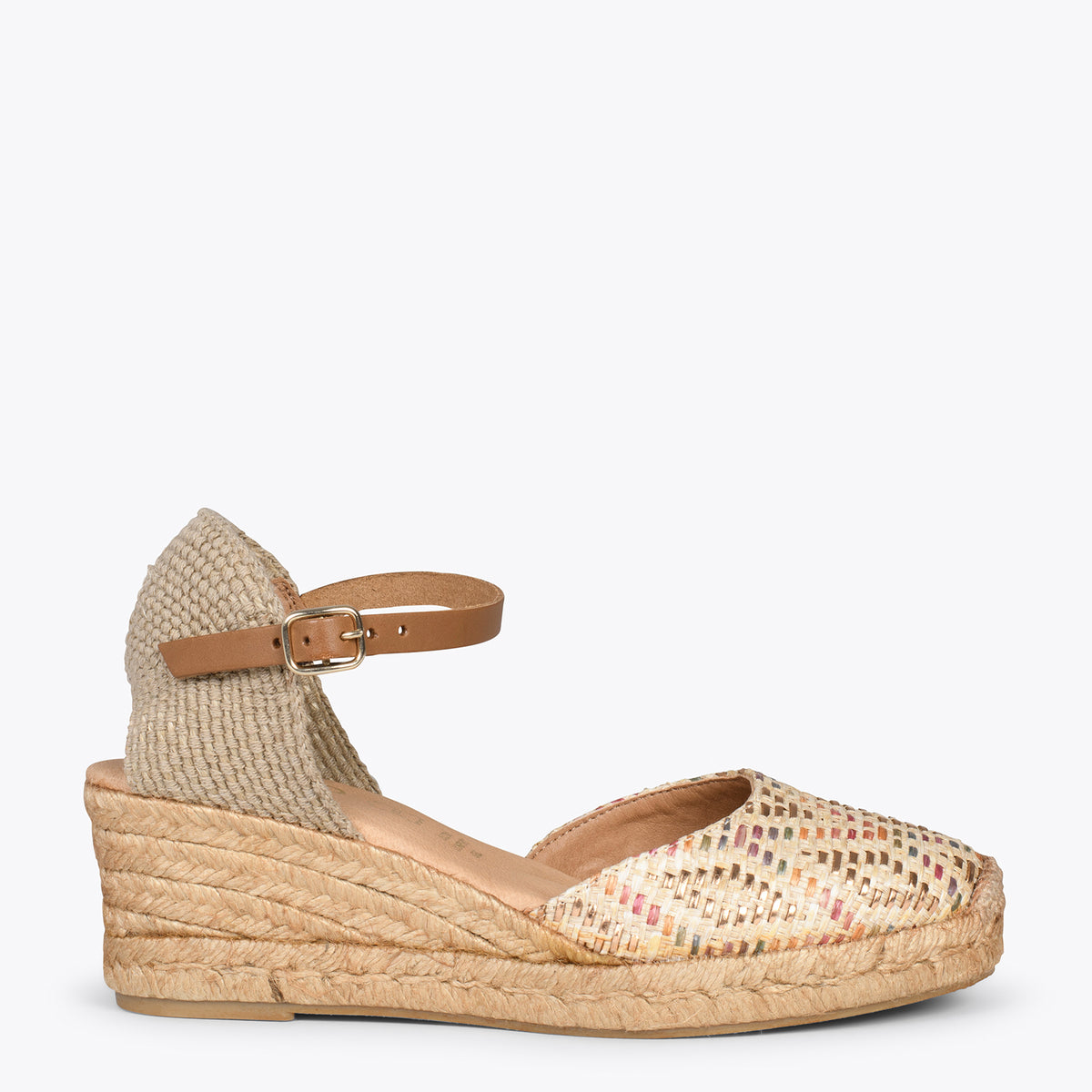 JAVEA – Cuñas de esparto y rafia BEIGE