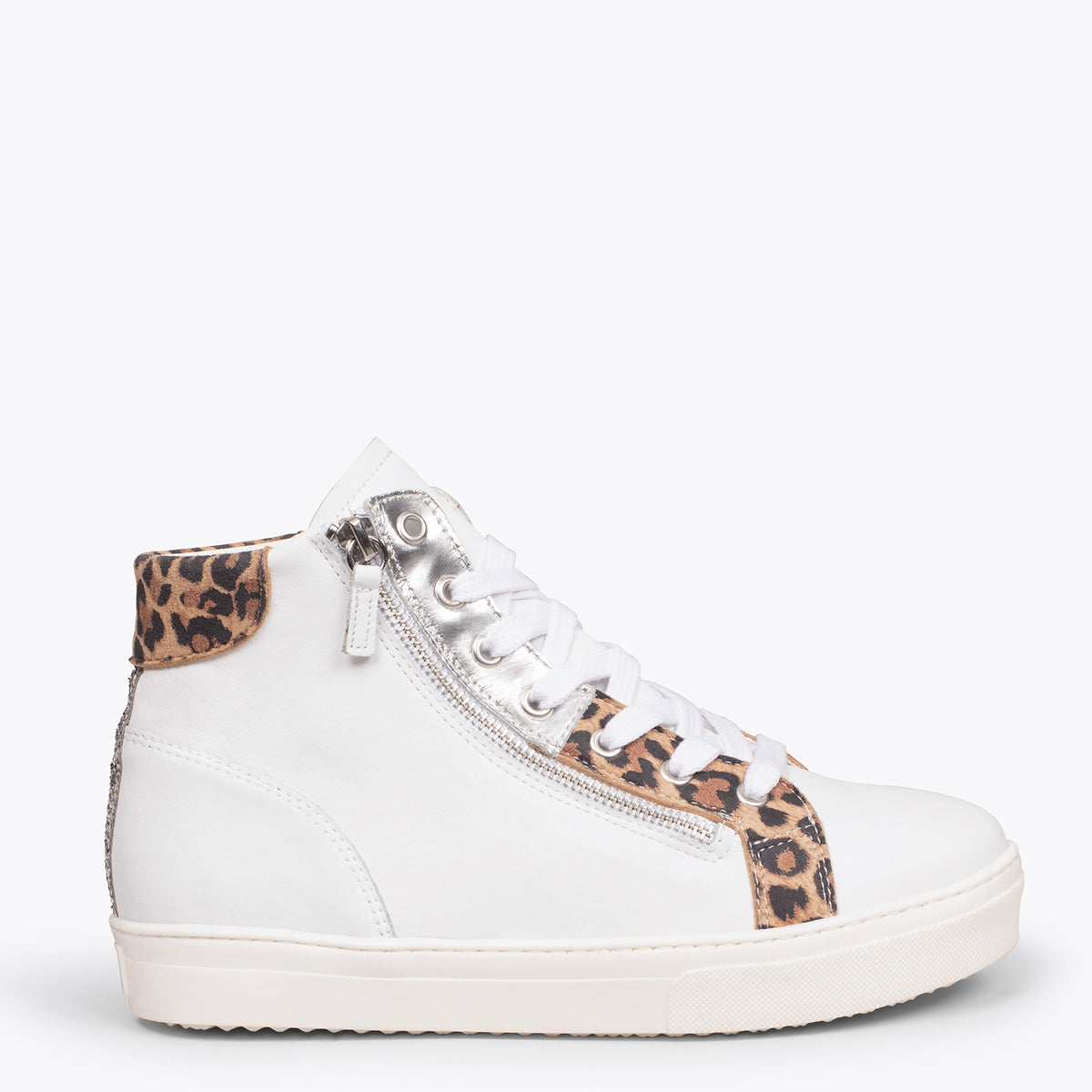 STAR - Zapatillas BLANCAS con plataforma y animal print