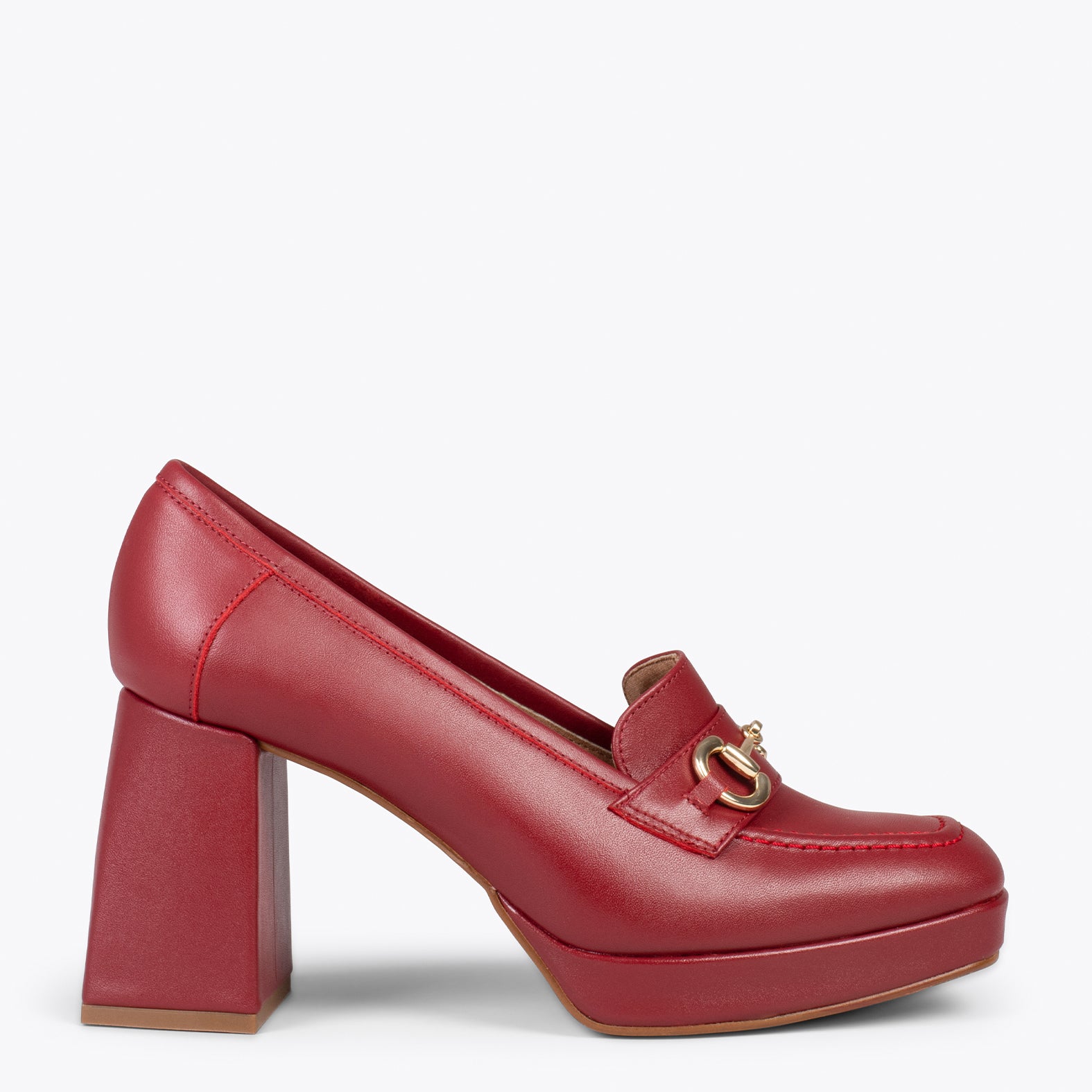 ANNETTE – Mocasines de mujer con tacón y plataforma BURDEOS