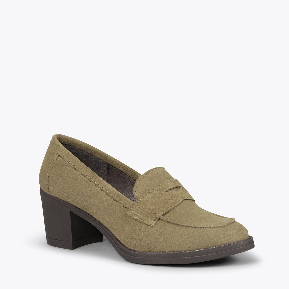 MOKKA - Mocasín de serraje con tacón VERDE