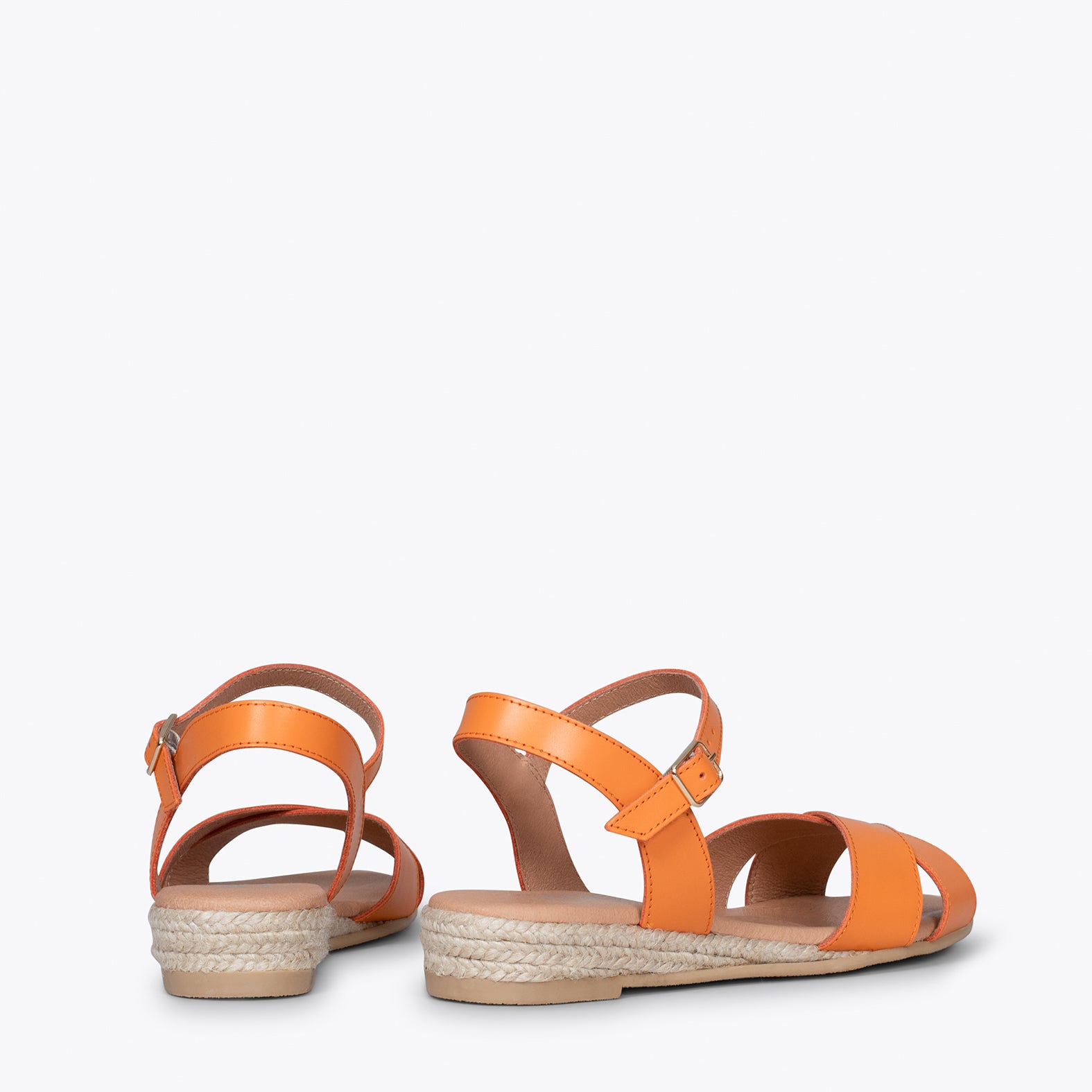 CÍES - Sandalias de esparto de tiras cruzadas NARANJA