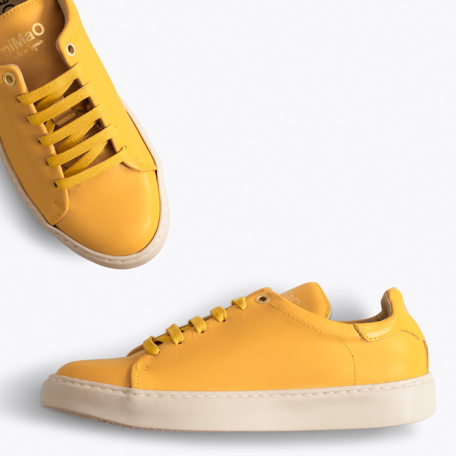 SKATE - Baskets JAUNE casual en cuir