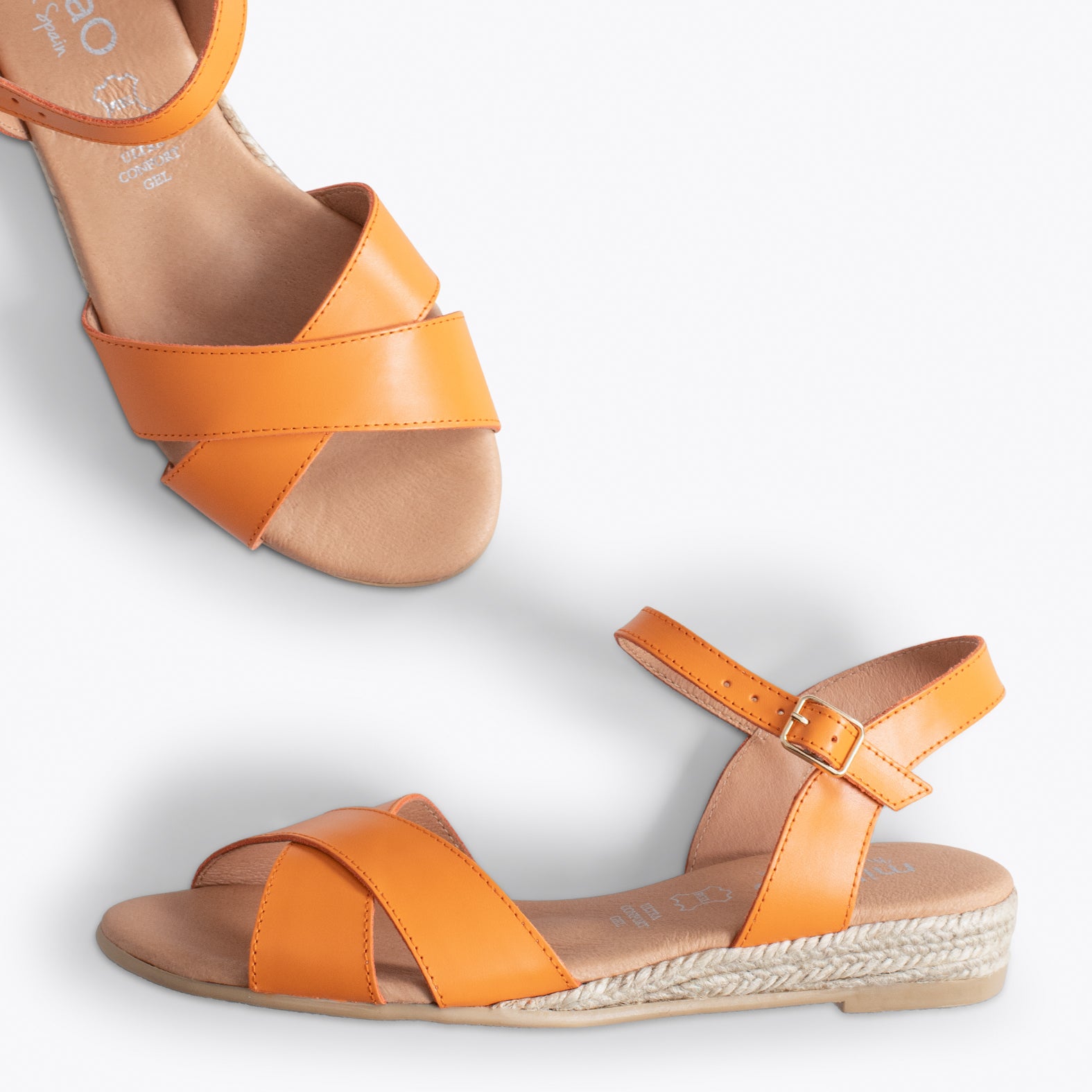 CÍES - Sandalias de esparto de tiras cruzadas NARANJA