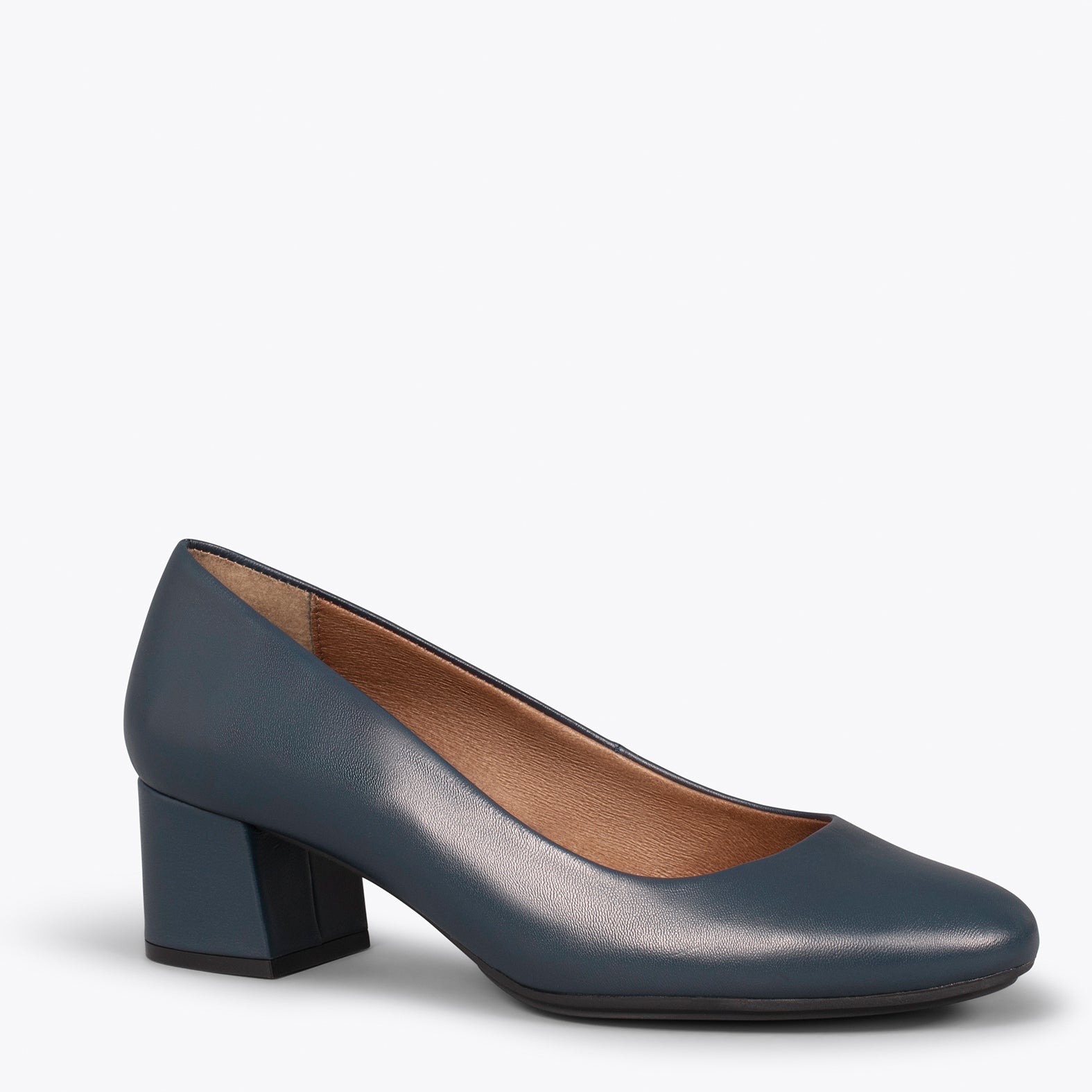 URBAN ROUND SALON – NAVY nappa leather low heels