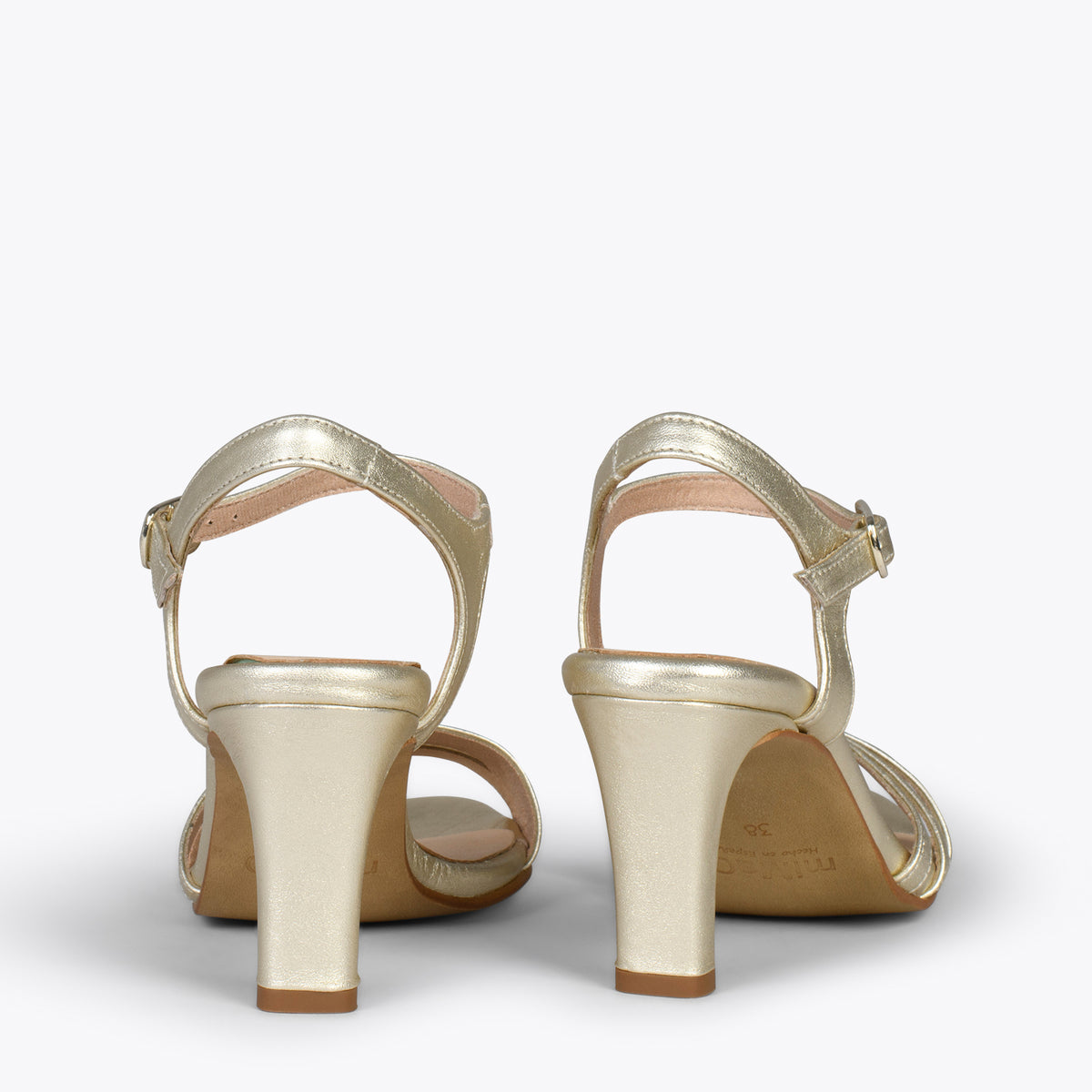 CANNES – Sandalias de fiesta con tacón fino PLATINO