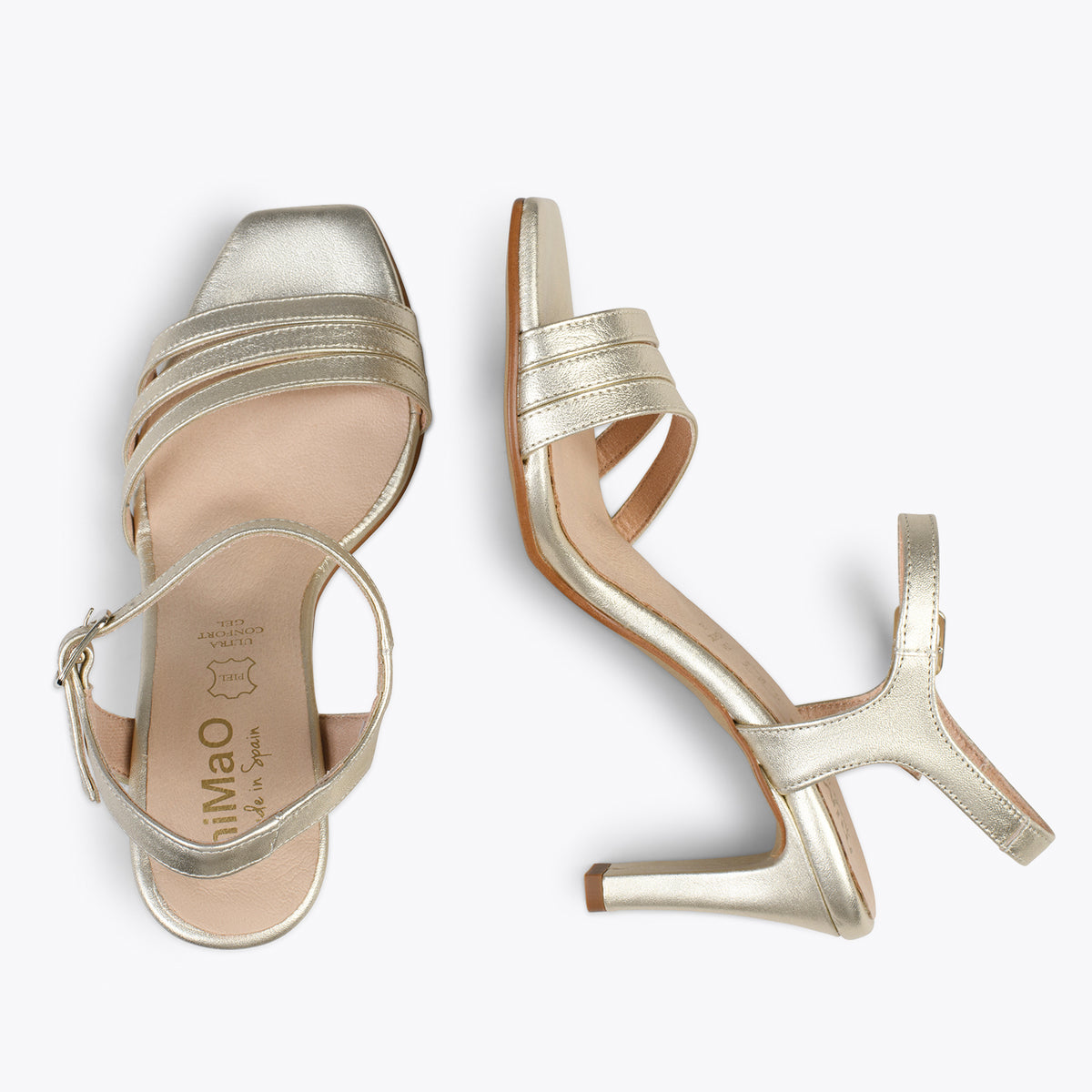 CANNES – Sandalias de fiesta con tacón fino PLATINO