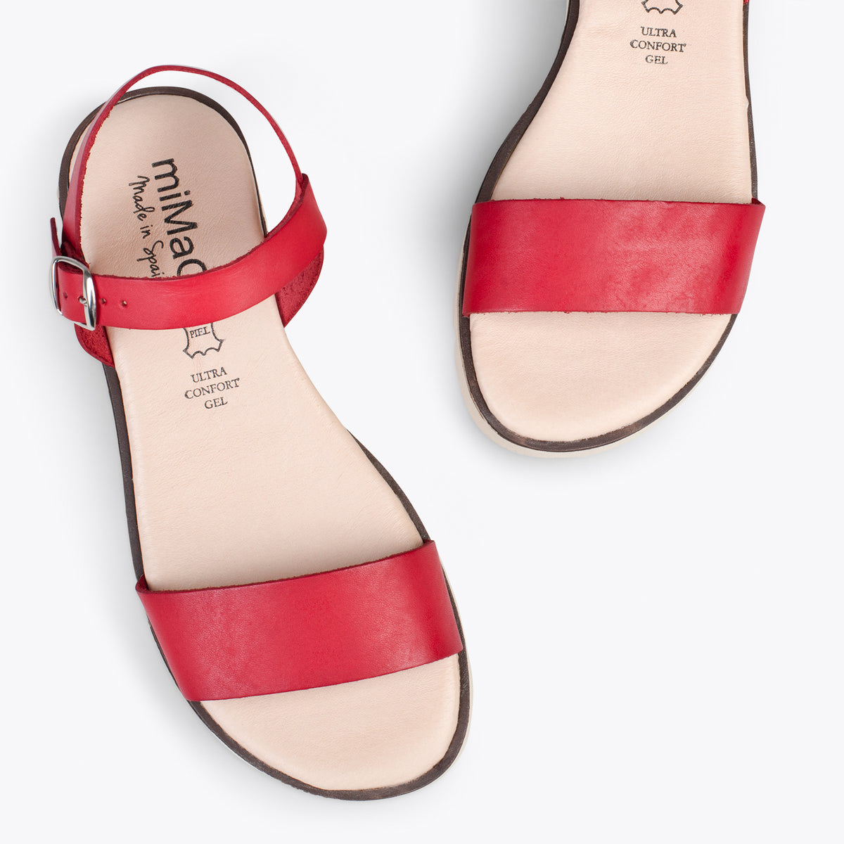 RIVER – Sandalias de piel con cuña media ROJO