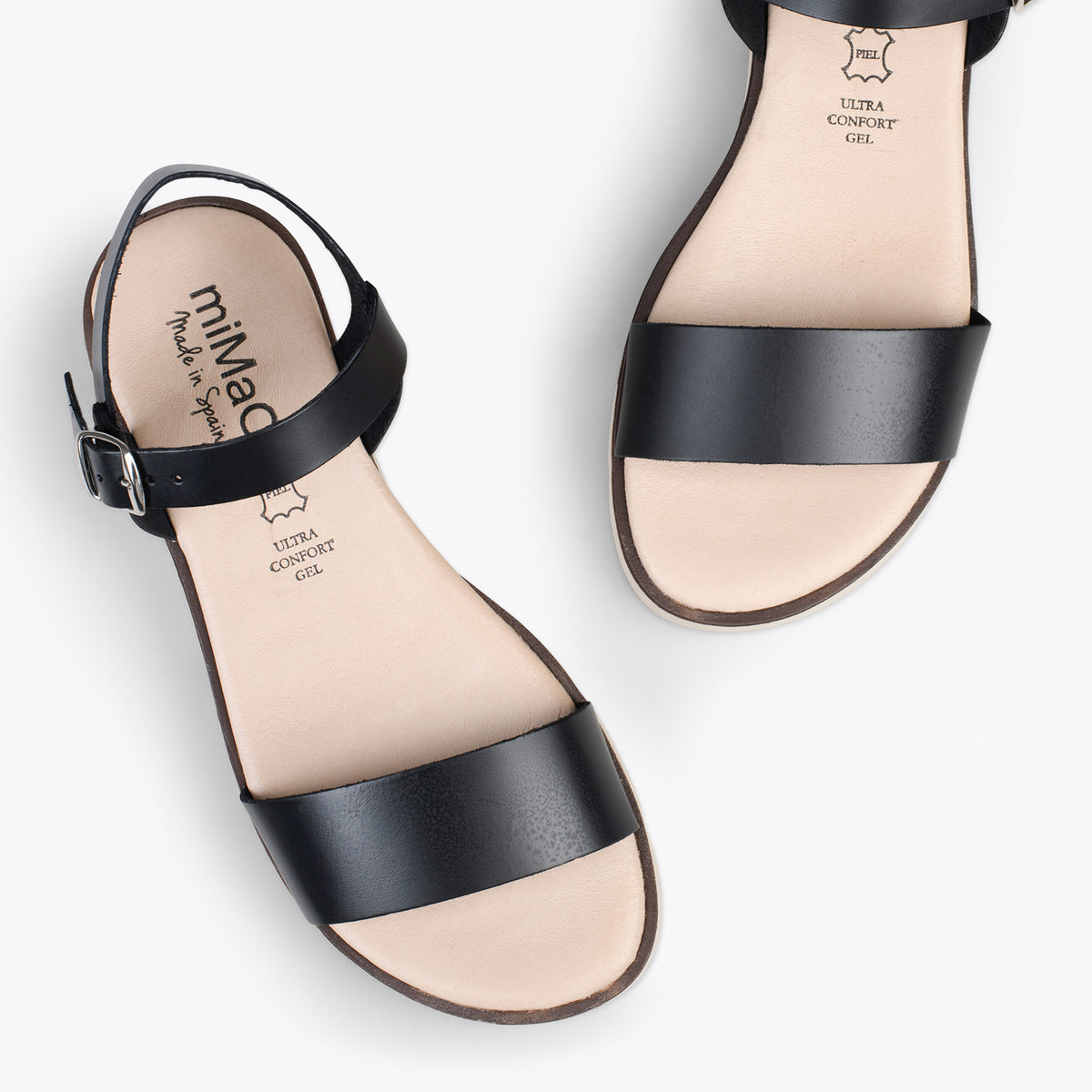 RIVER – Sandalias de piel con cuña media NEGRO