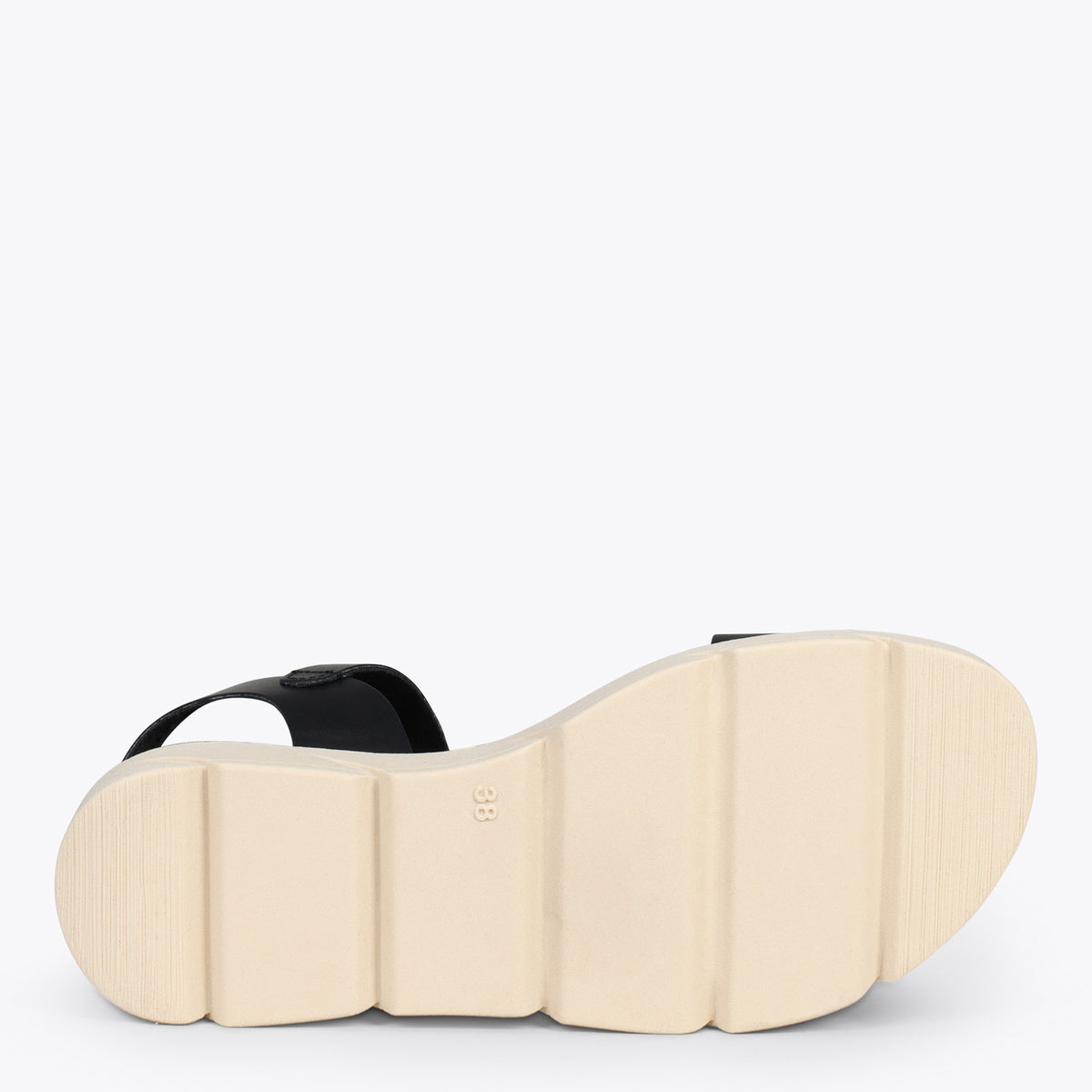 RIVER – Sandalias de piel con cuña media NEGRO