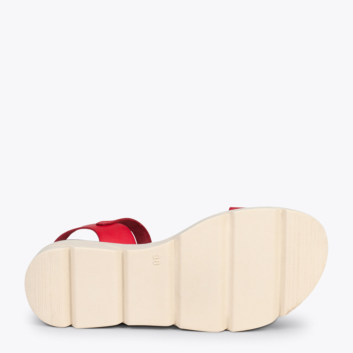 RIVER – Sandalias de piel con cuña media ROJO