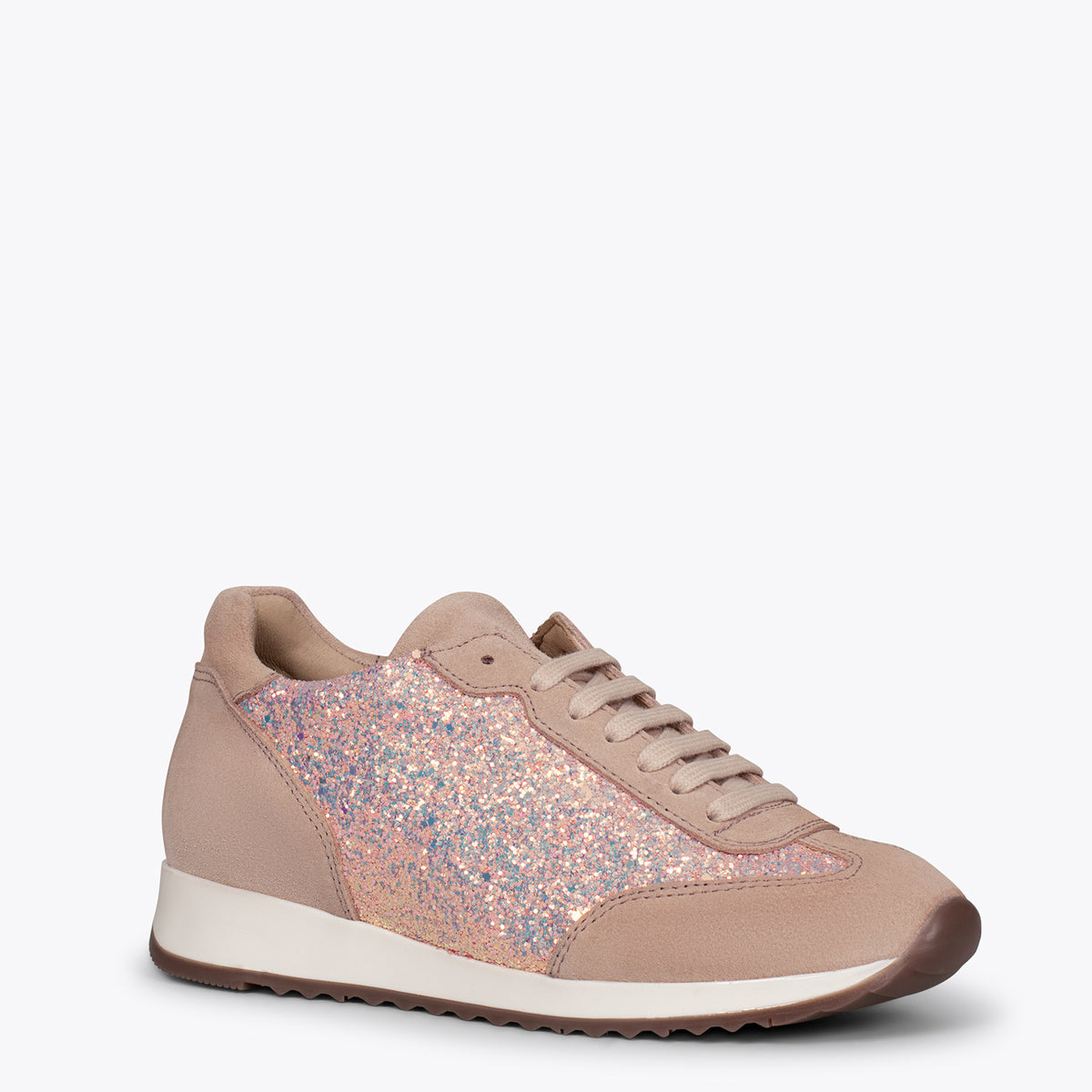 GLITTER - Deportivas de piel ROSAS para mujer