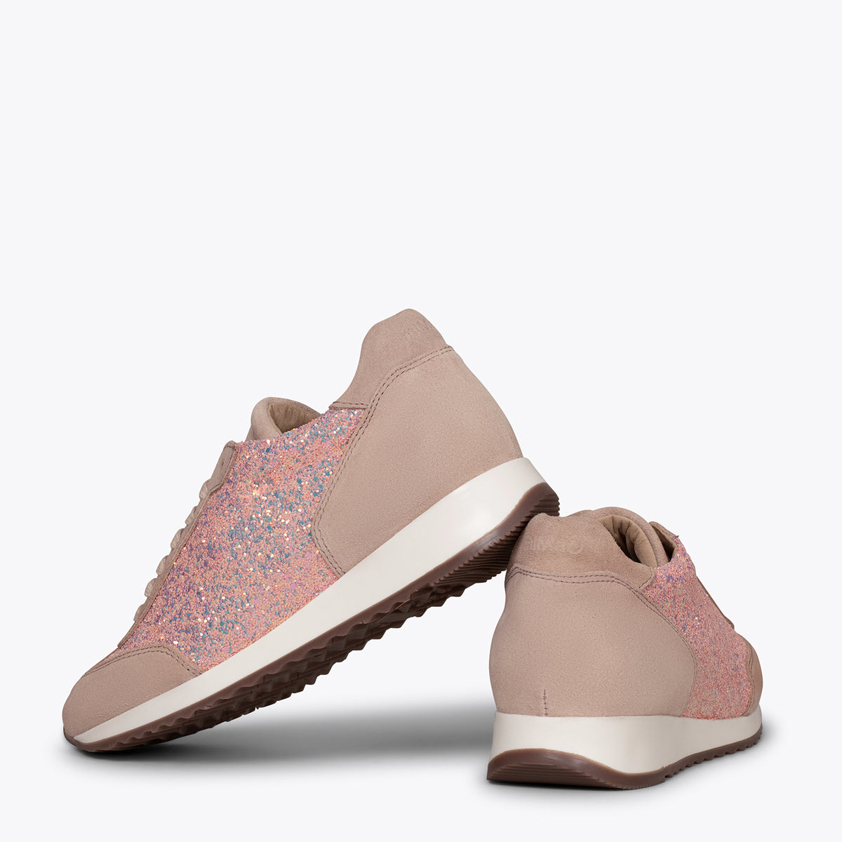 GLITTER - Deportivas de piel ROSAS para mujer