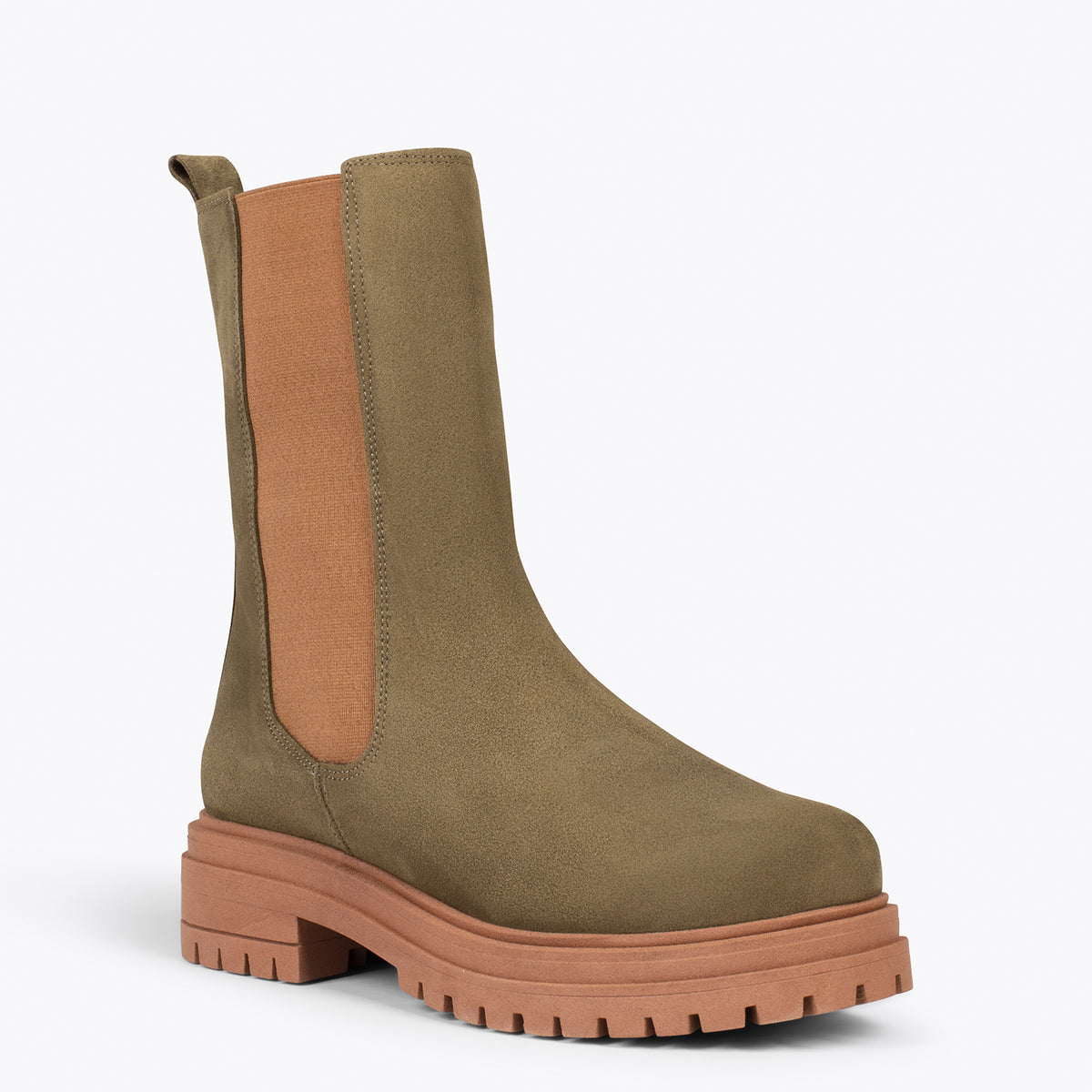 CAMBRIDGE Botines Chelsea VERDE con plataforma track