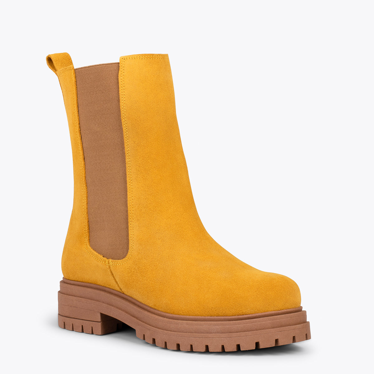 CAMBRIDGE Botines Chelsea MOSTAZA con plataforma track