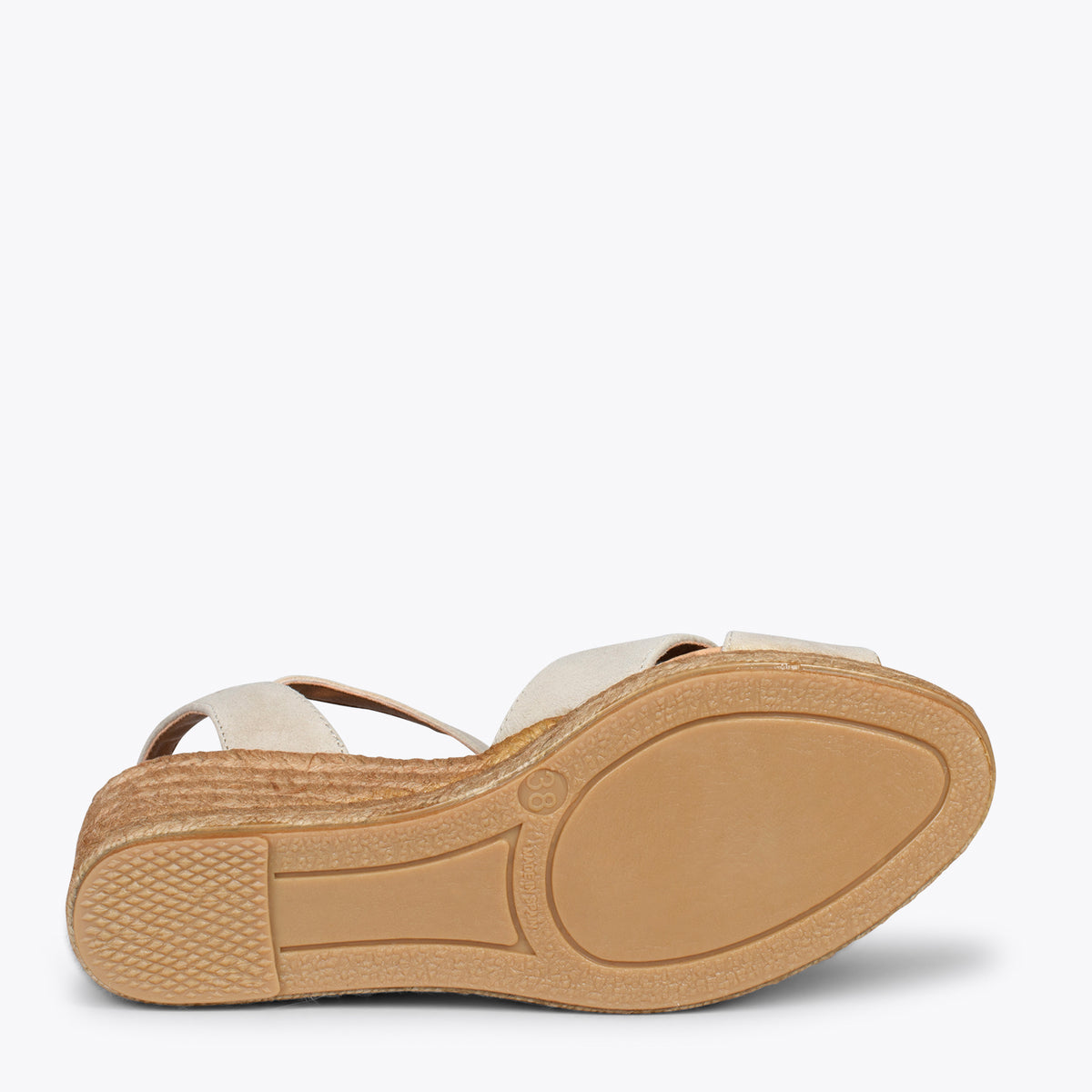CALPE – Cuñas de esparto artesanal con tiras y hebilla BEIGE