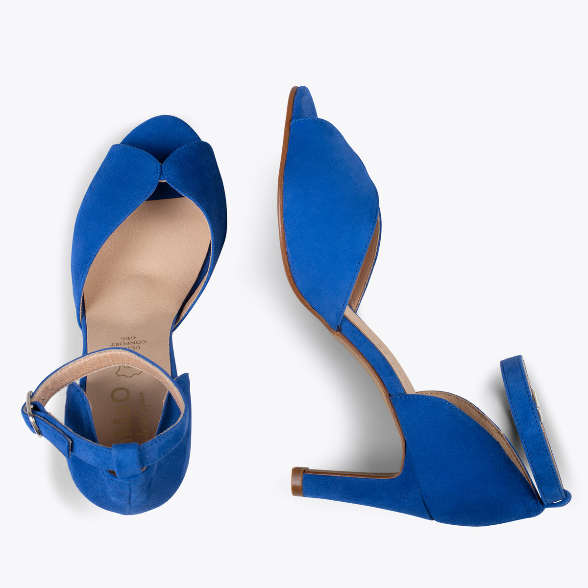 PÉTALO – Sandalias de tacón alto elegantes AZUL
