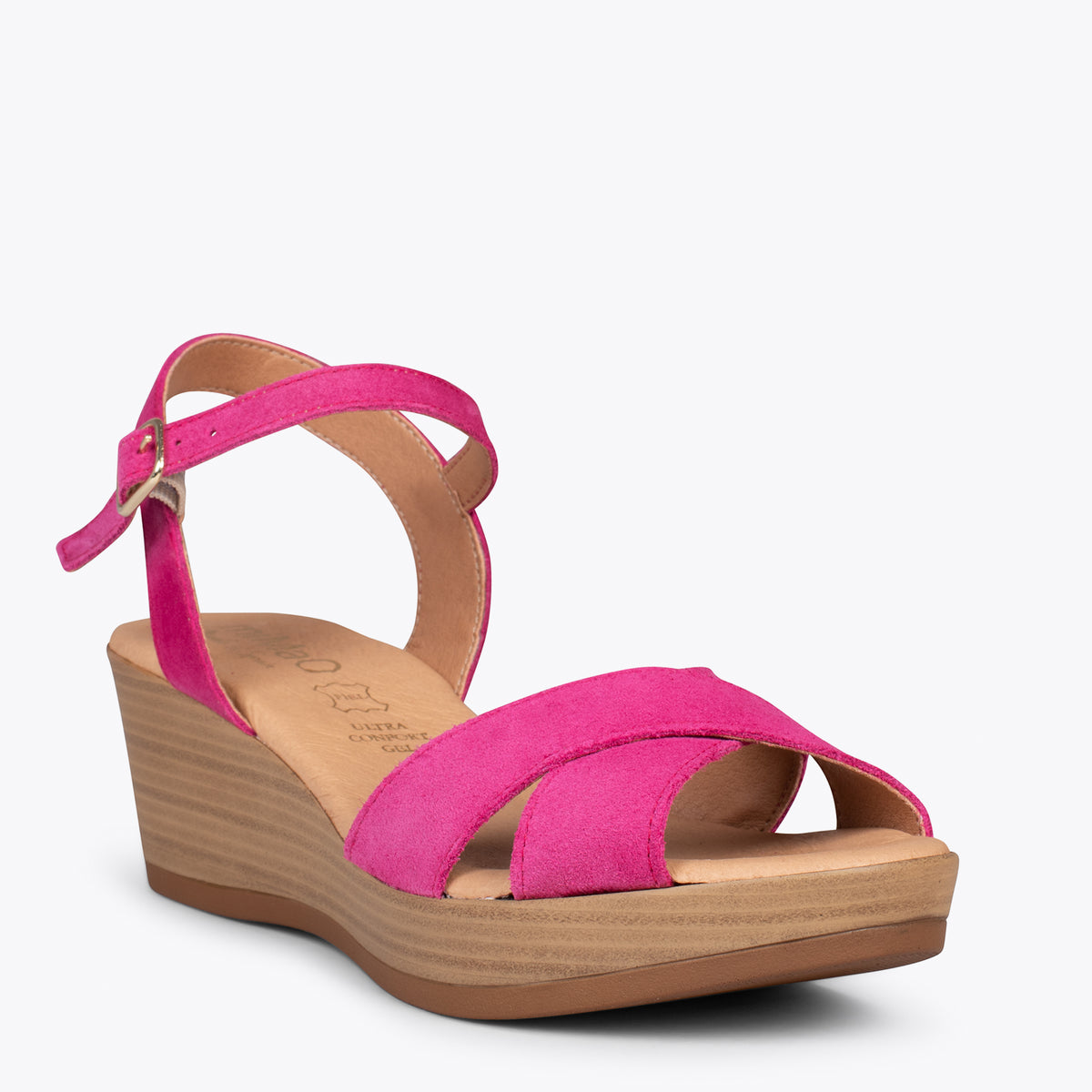 SEA- FUCHSIA comfortable sandal with wedge