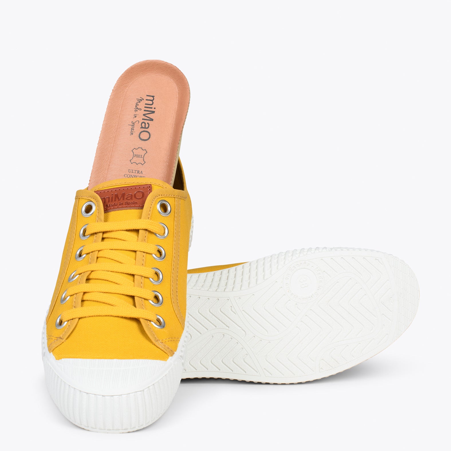 BAMBA – Zapatillas casuals de lona para mujer MOSTAZA