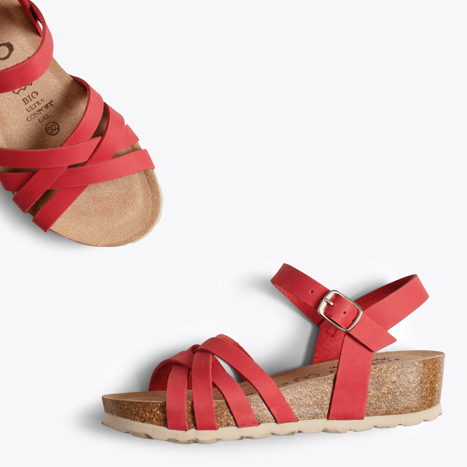 PRINCESA Sandalias para niñas con cuña ROJAS Bio