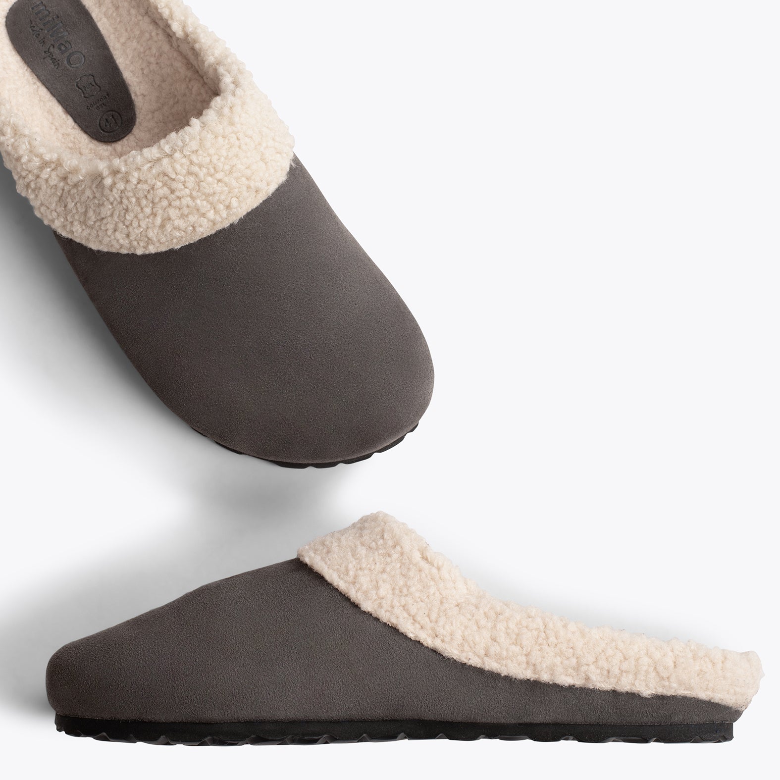 DREAM HOME - Pantoufles avec fourrure pour hommes GRIS