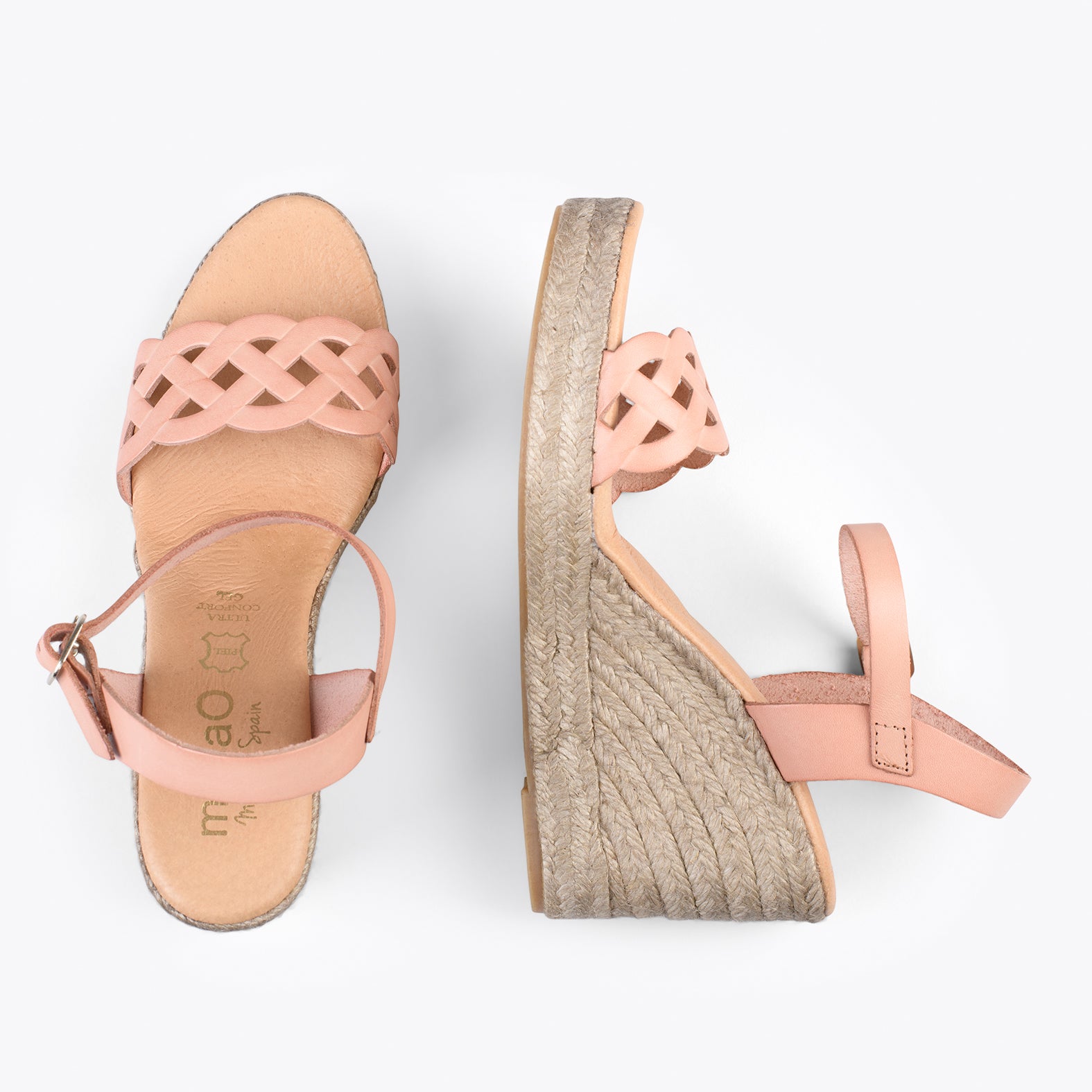 OASIS – NUDE espadrille wedges with braided front