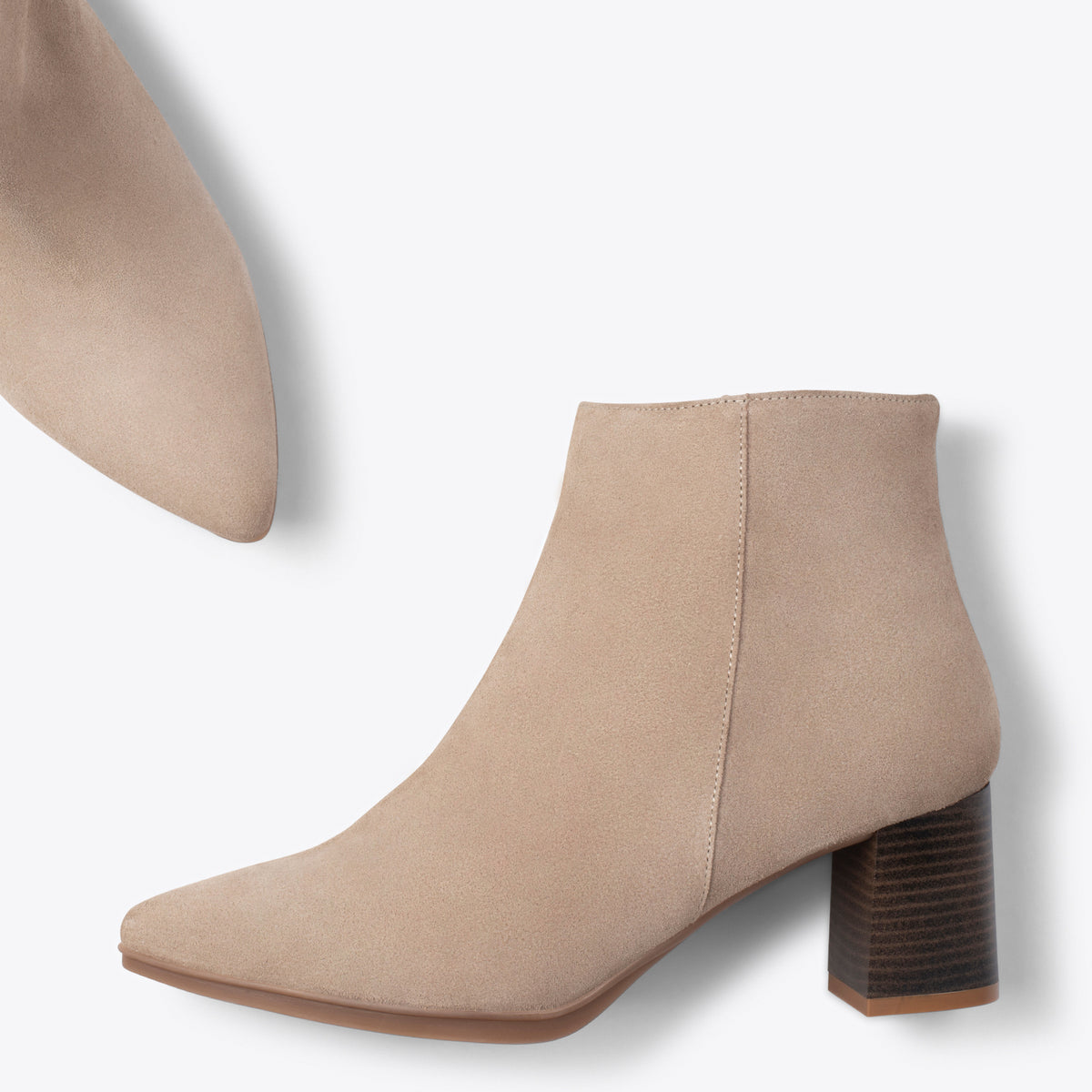CITY - Botines de tacón ancho y punta fina BEIGE - miMaO ®
