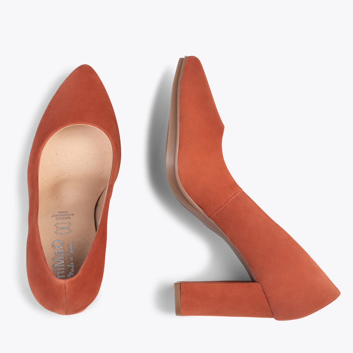 URBAN – Zapatos de tacón alto de ante TEJA