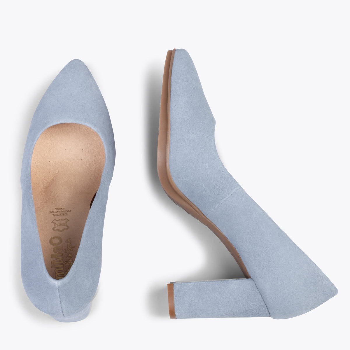 URBAN – Zapatos de tacón alto de ante CELESTE