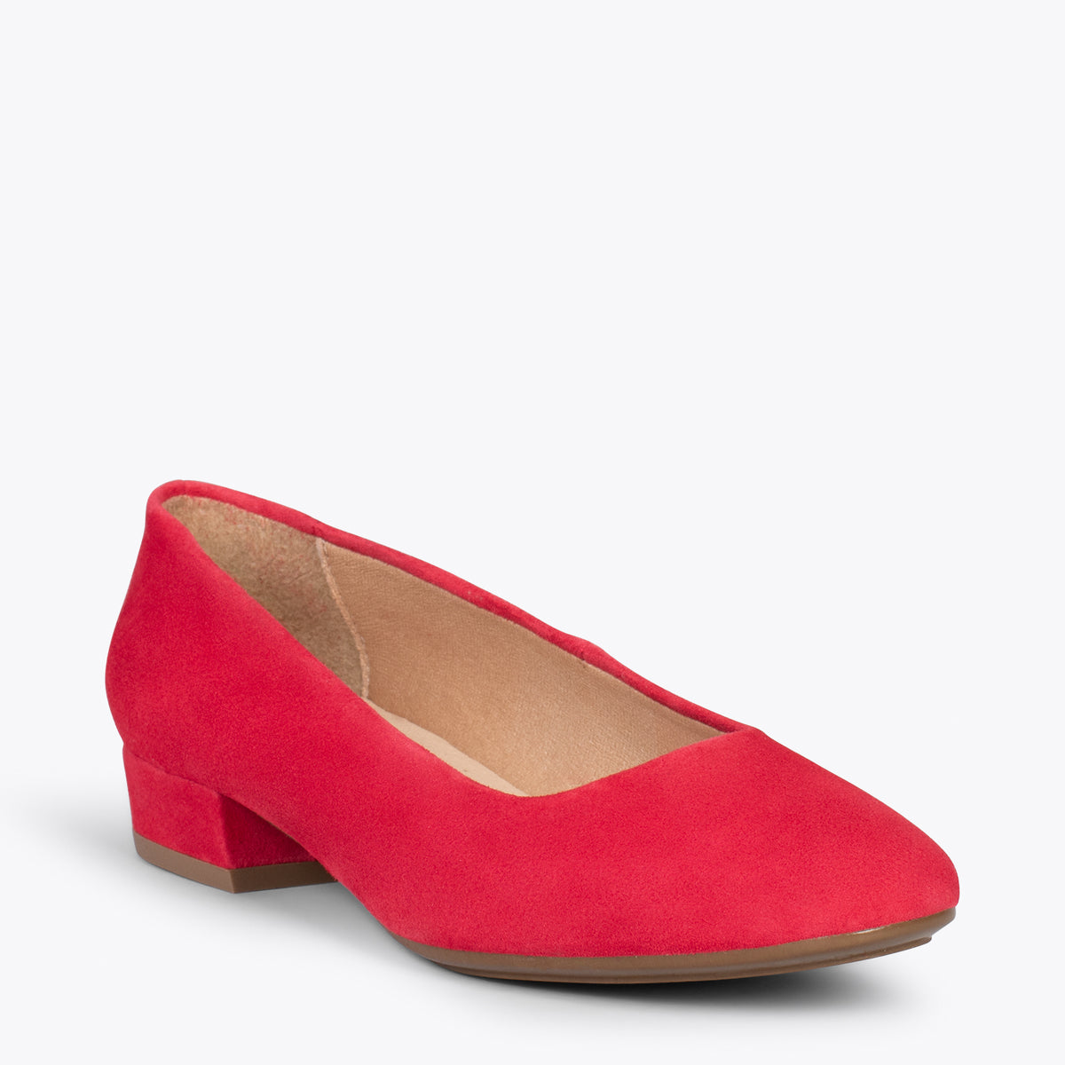 URBAN XS – Zapatos de tacón bajo de ante ROJO