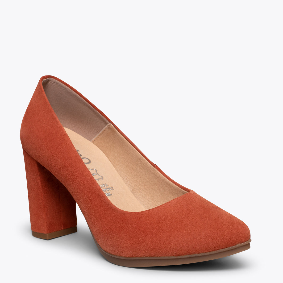 URBAN – Zapatos de tacón alto de ante TEJA
