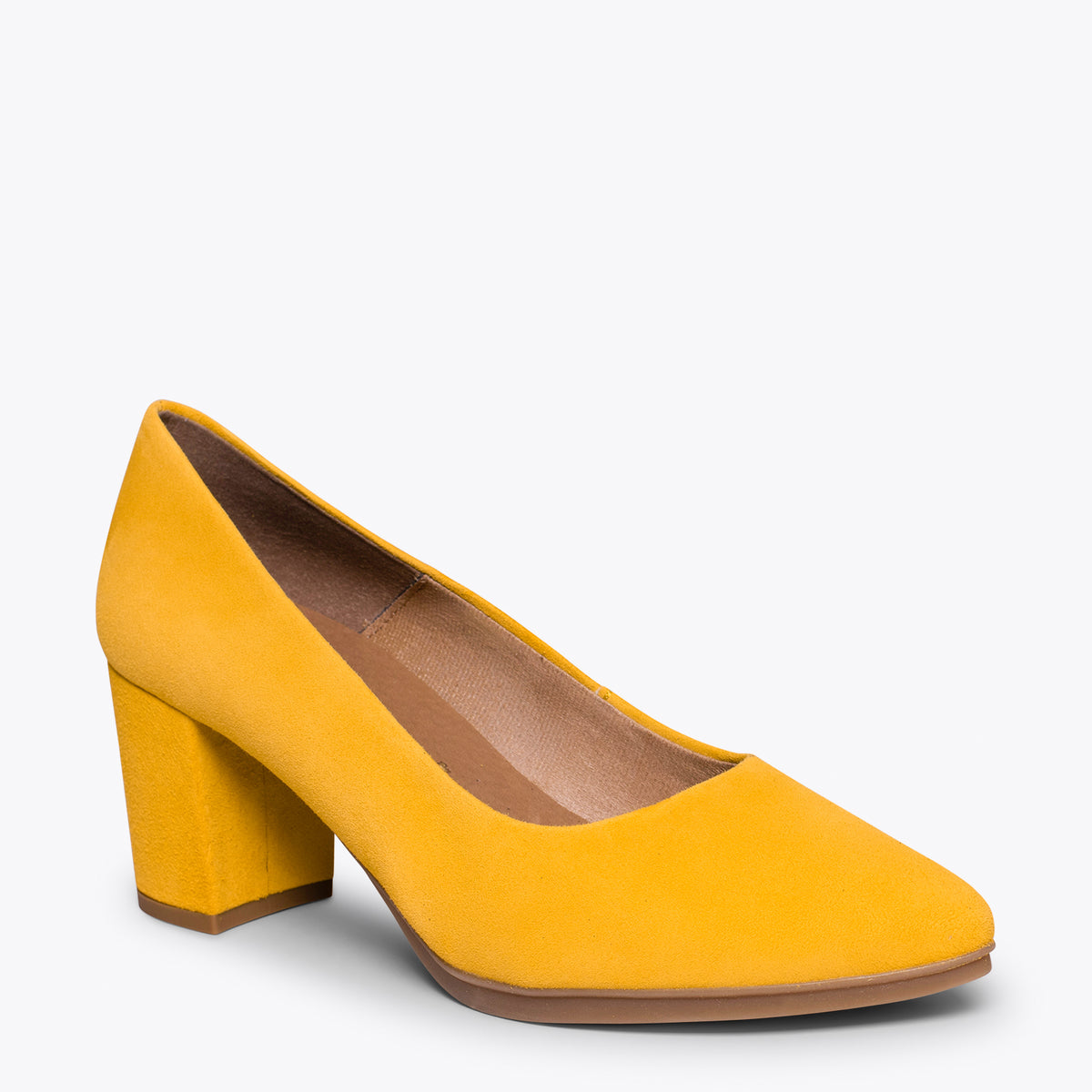 URBAN S – Zapatos de tacón medio de ante AMARILLO