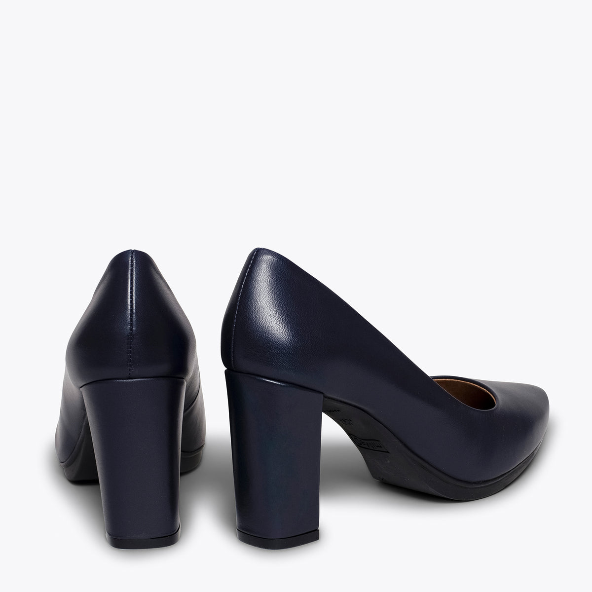 URBAN SALON - Zapatos MARINO de piel y tacón alto
