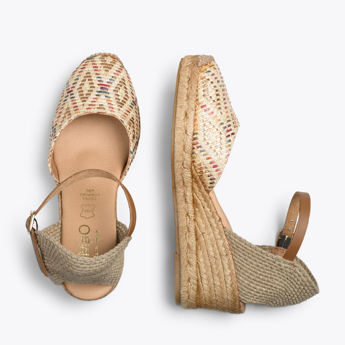 JAVEA – Cuñas de esparto y rafia BEIGE