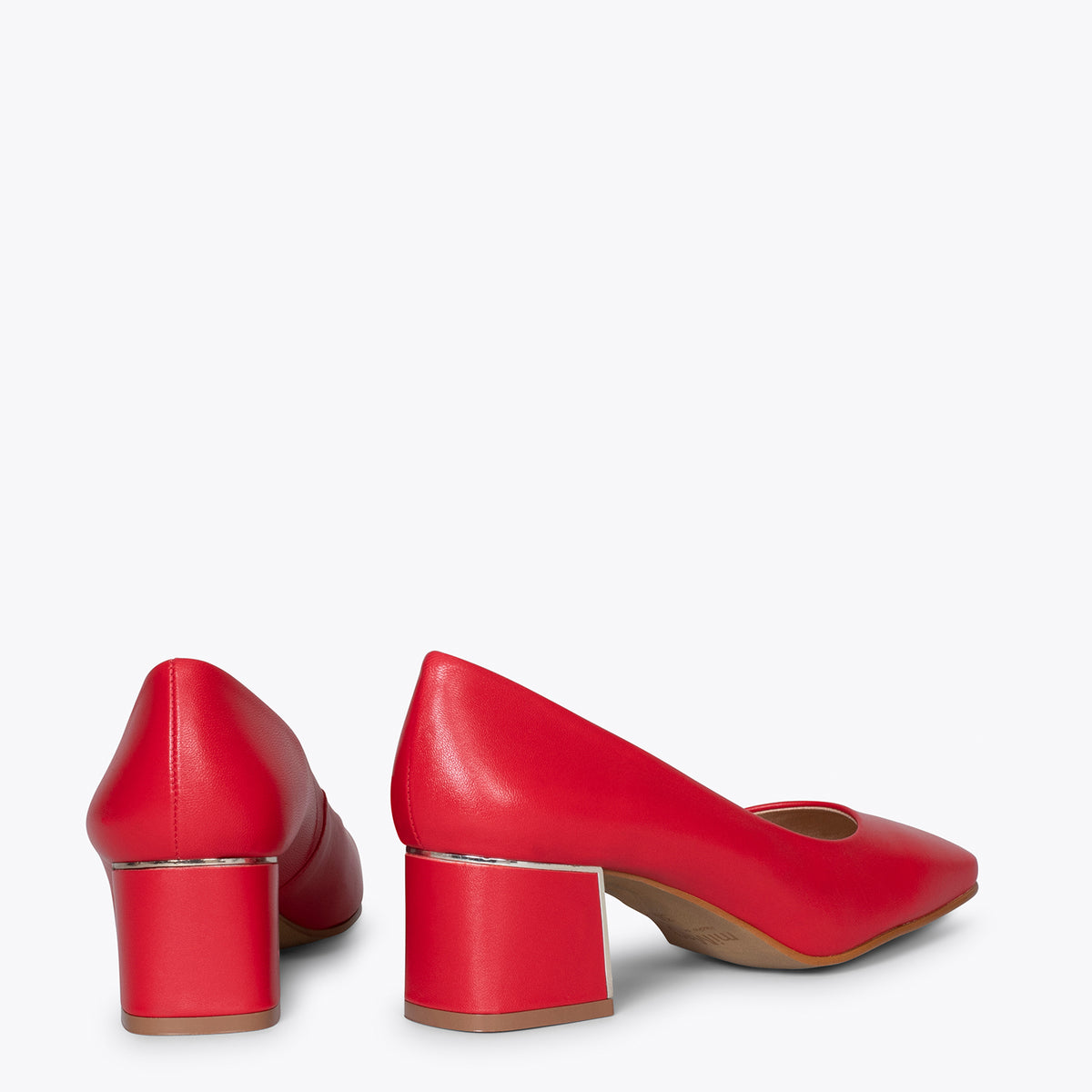 FEMME – RED mid heel shoes with square toe