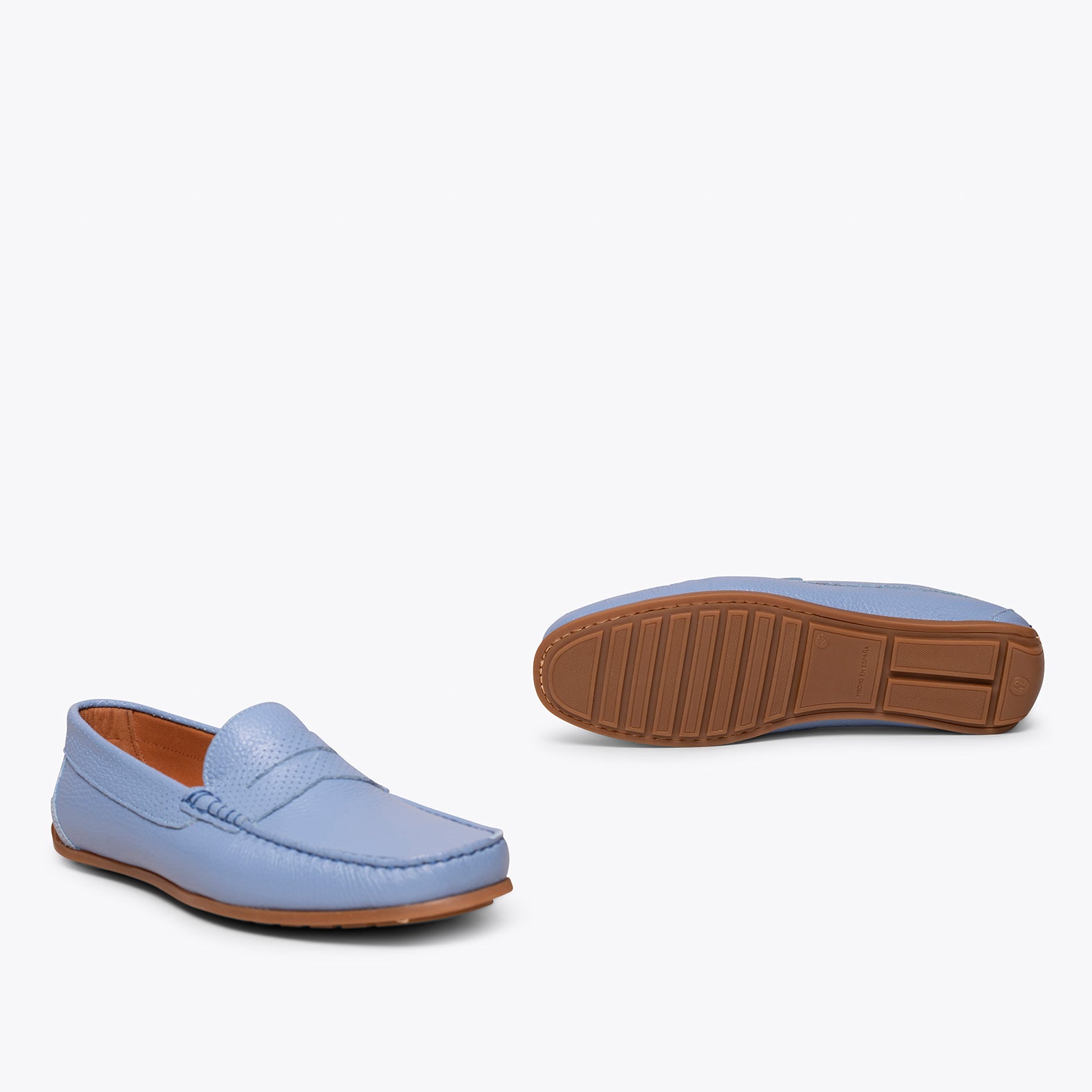 MOCASÍN Calzado casual para hombre de piel AZUL CLARO - miMaO ®