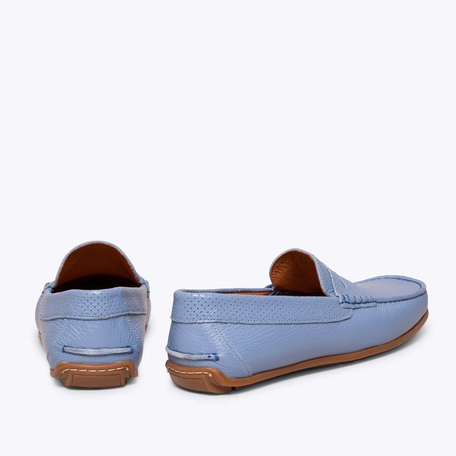 MOCASÍN Calzado casual para hombre de piel AZUL CLARO - miMaO ®