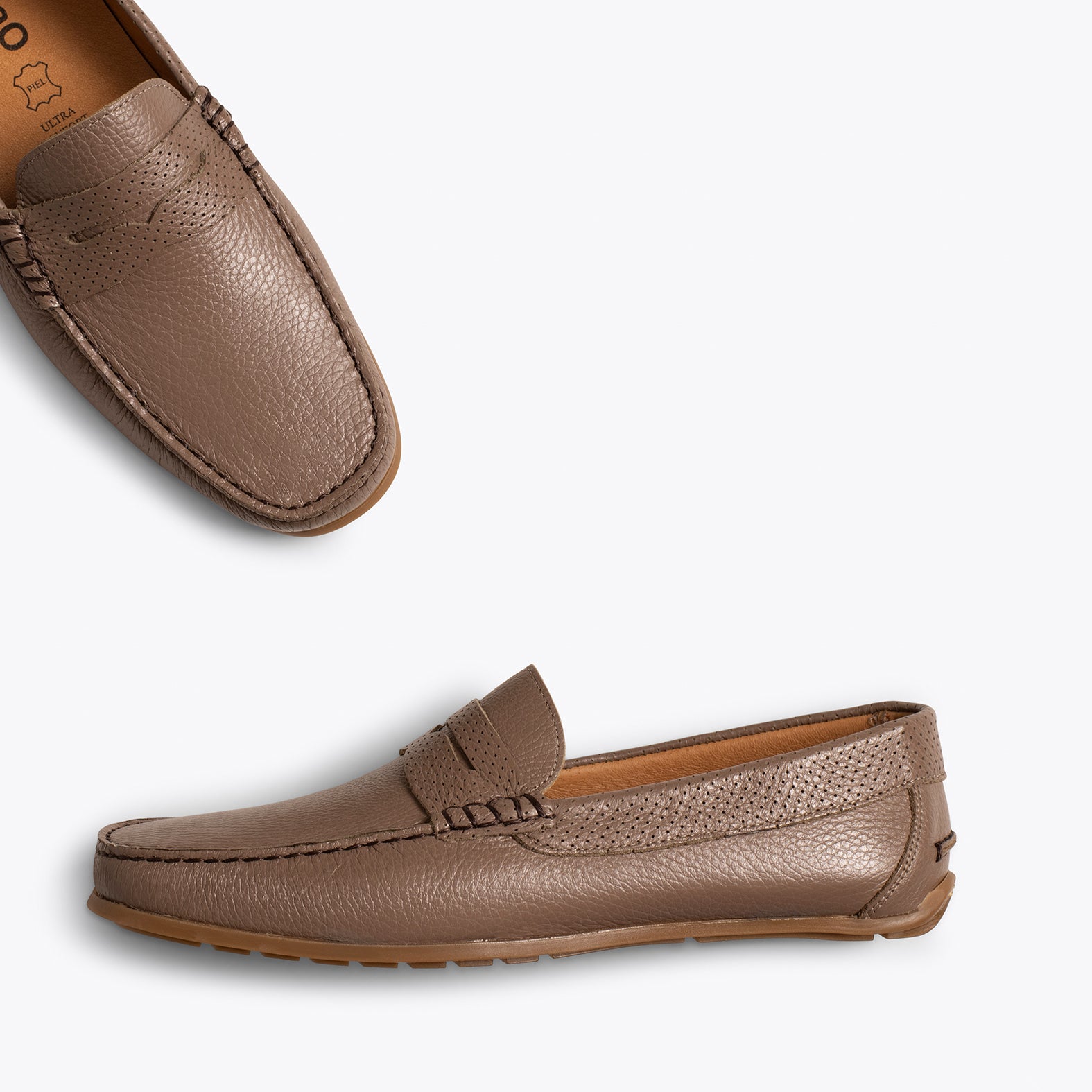 MOCASÍN Calzado casual para hombre de piel TAUPE - miMaO ®