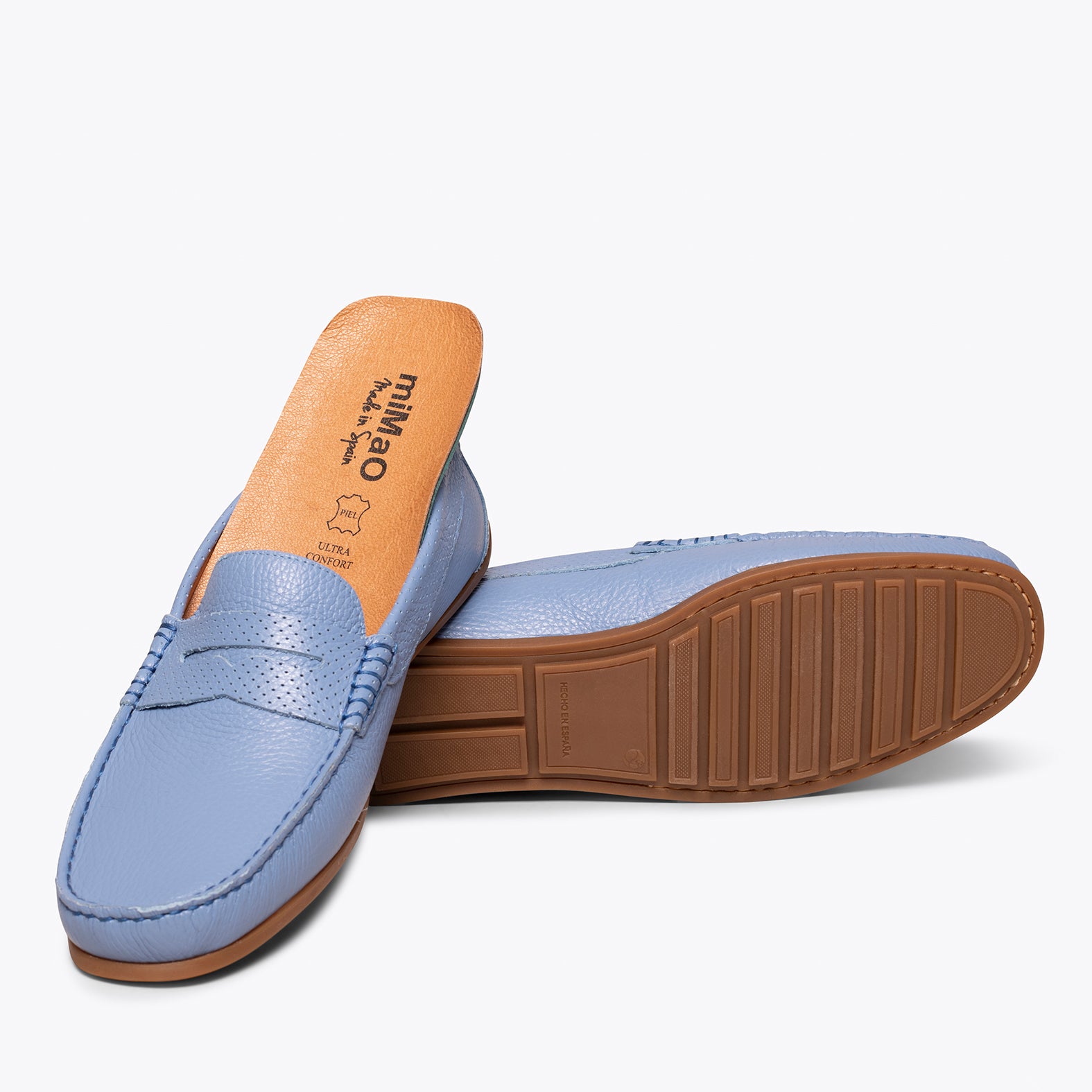 MOCASÍN Calzado casual para hombre de piel AZUL CLARO - miMaO ®