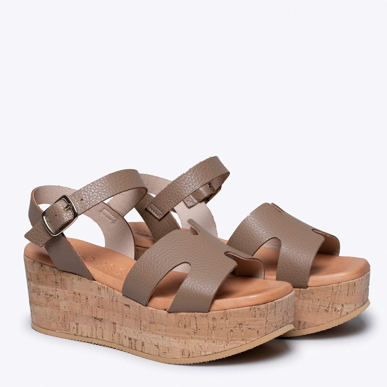 HACHE – Sandalia con cuña de corcho TAUPE - miMaO ®