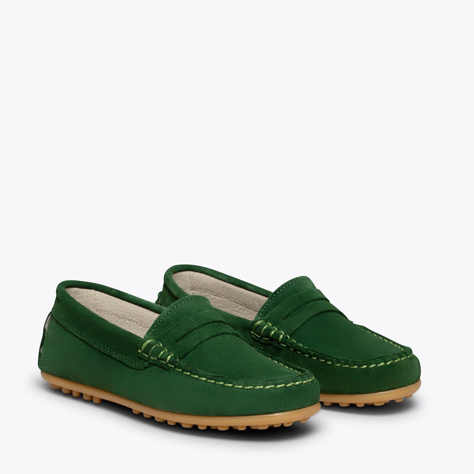 MOCASÍN Mocasines VERDES para niños de piel