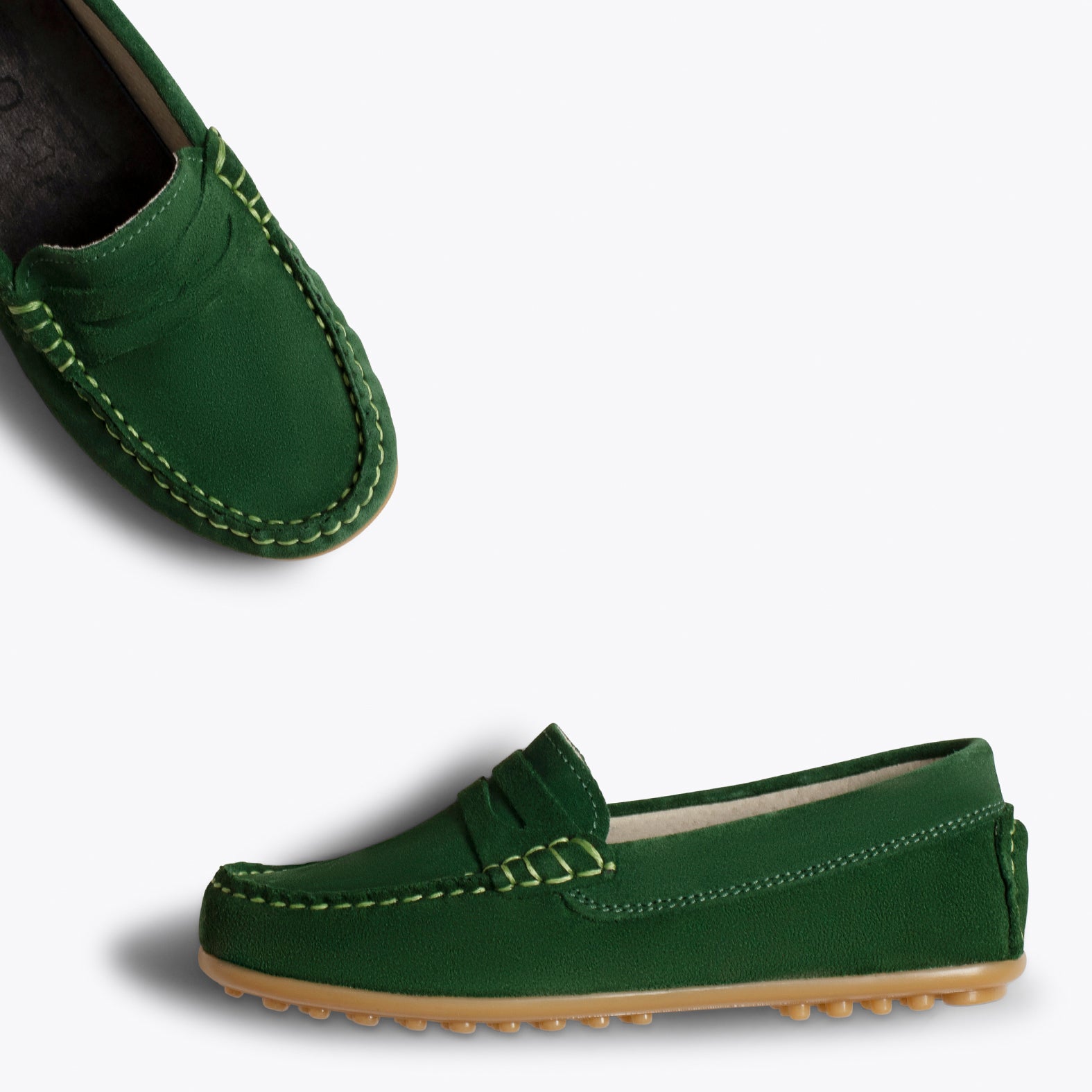 MOCASÍN Mocasines VERDES para niños de piel