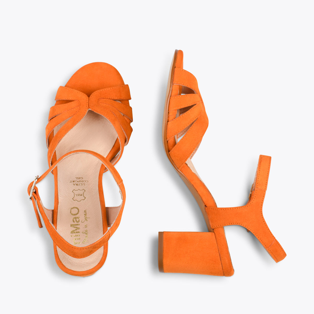 MUSA – Sandalias de tacón ancho NARANJA